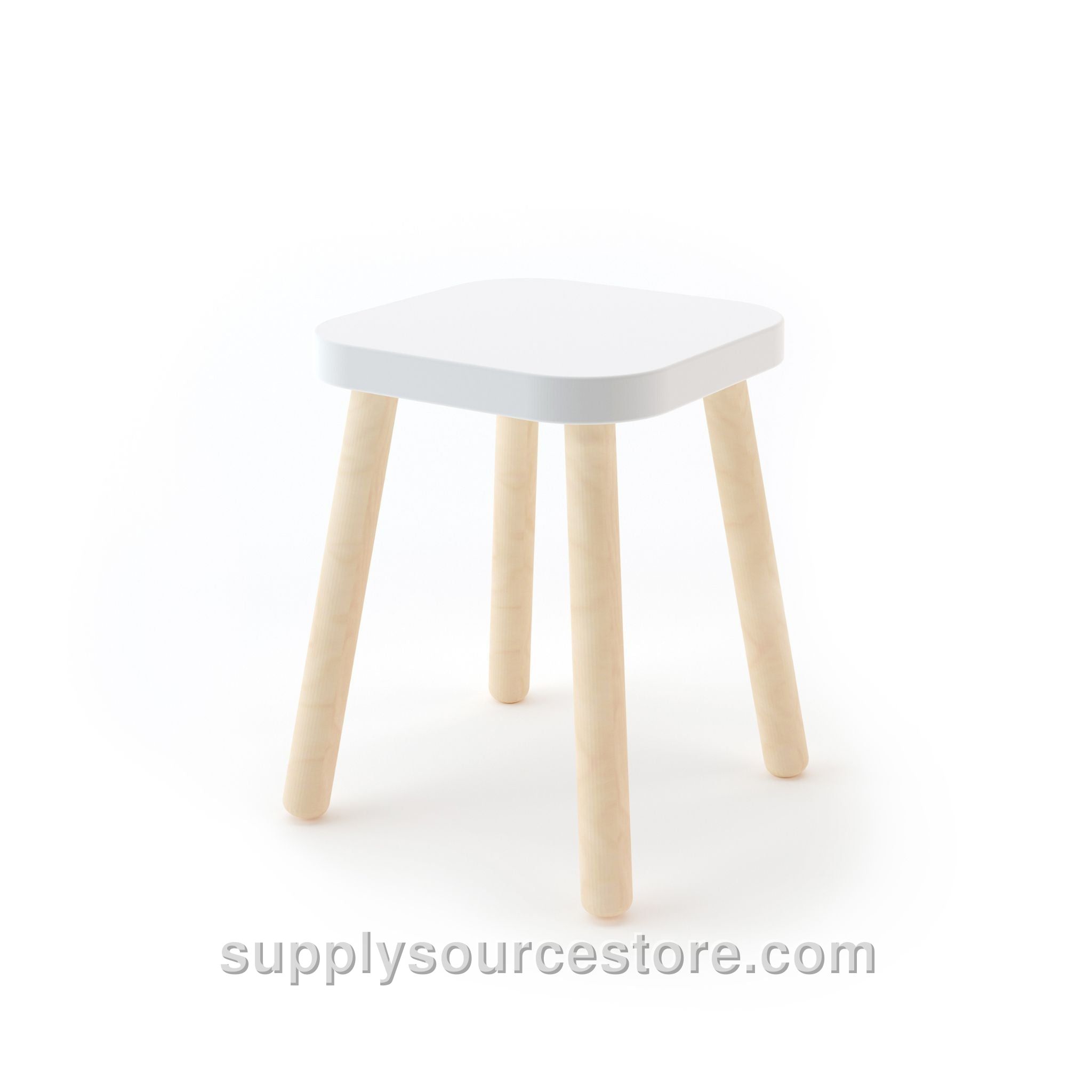 Square Stool - White/Birch