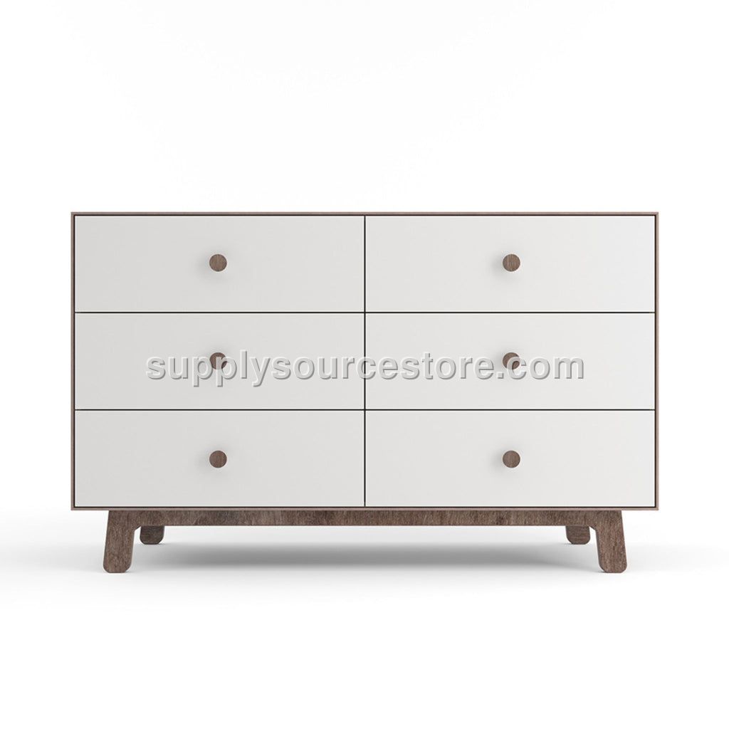 Oeuf NYC Merlin 6 Drawer Dresser Sparrow - White/Walnut