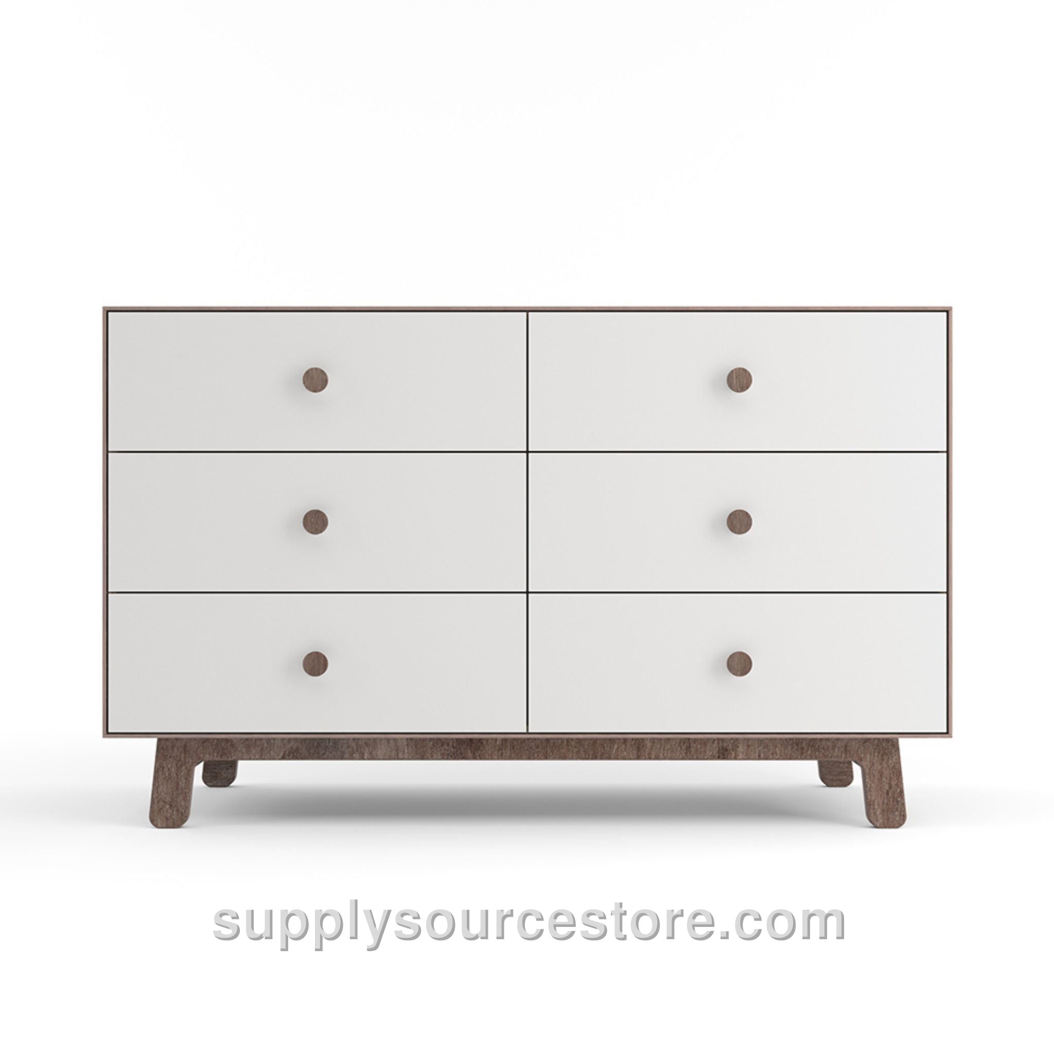 Merlin 6 Drawer Dresser Sparrow - White/Walnut