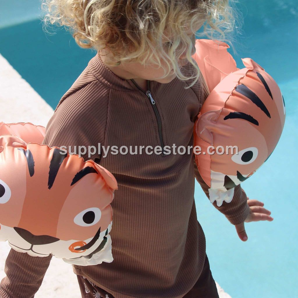 Sunnylife Tino The Tiger Inflatable Arm Bands - Clay
