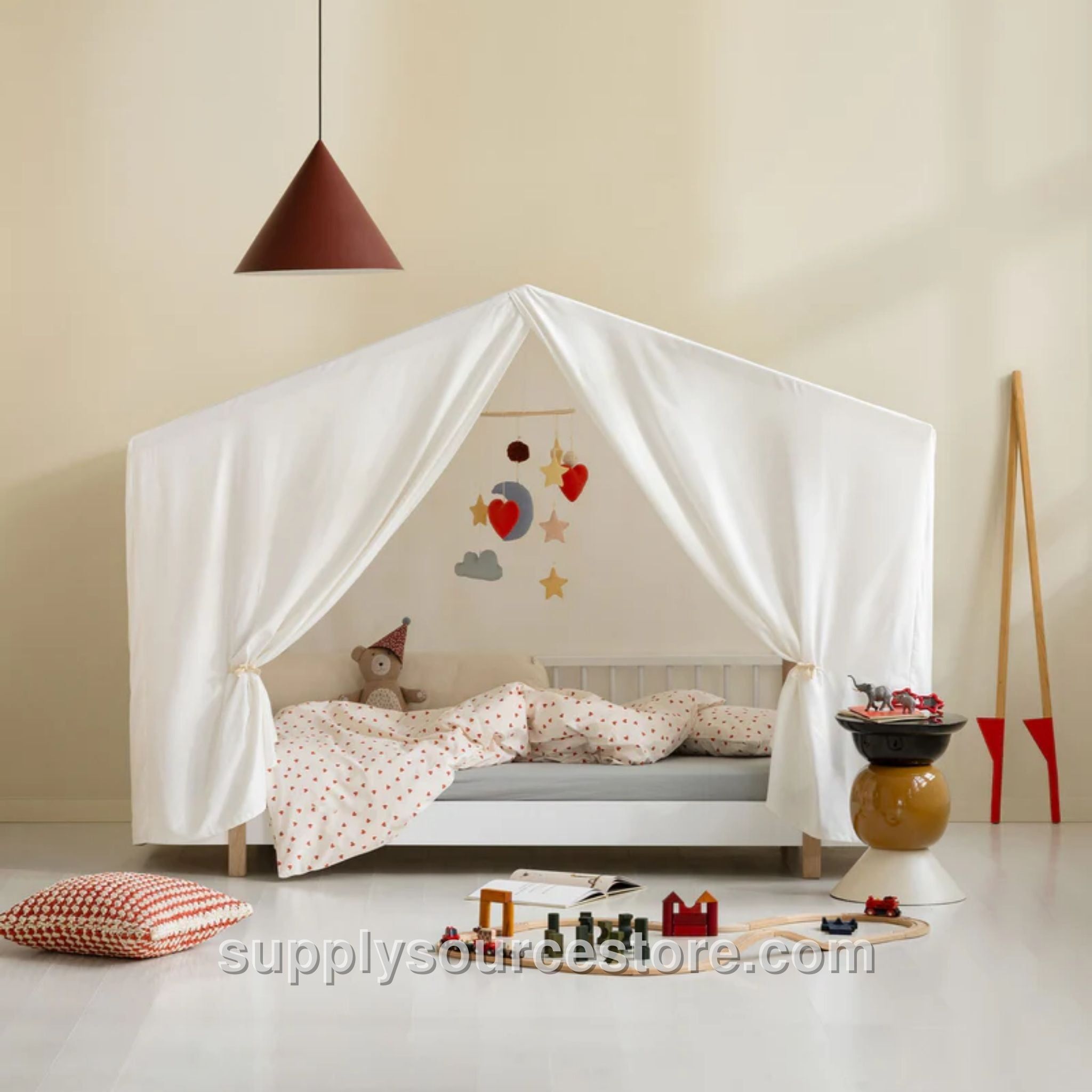 Wood Original House Bed Tent - White