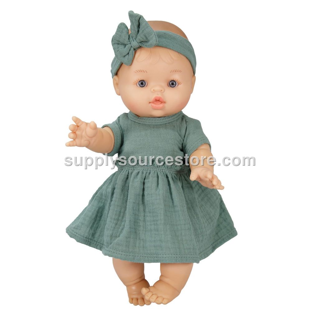 Paola Reina Girl Doll with Heless Sage Green Dress - 34cm