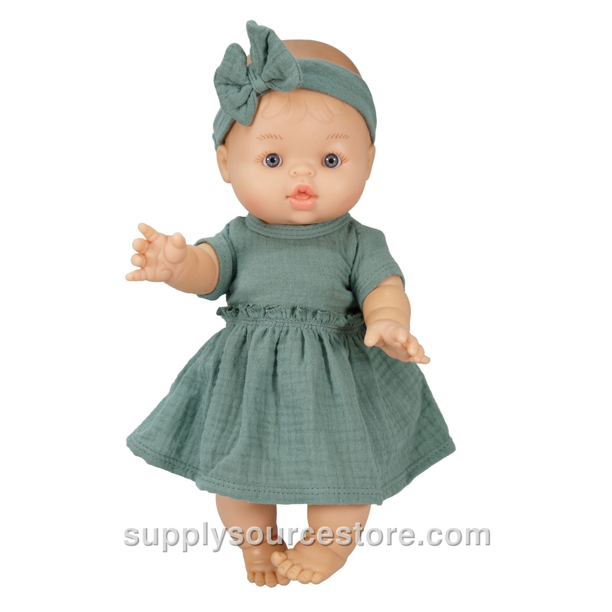 Paola Reina Girl Doll with Sage Green Dress - 34cm (13.4 in)