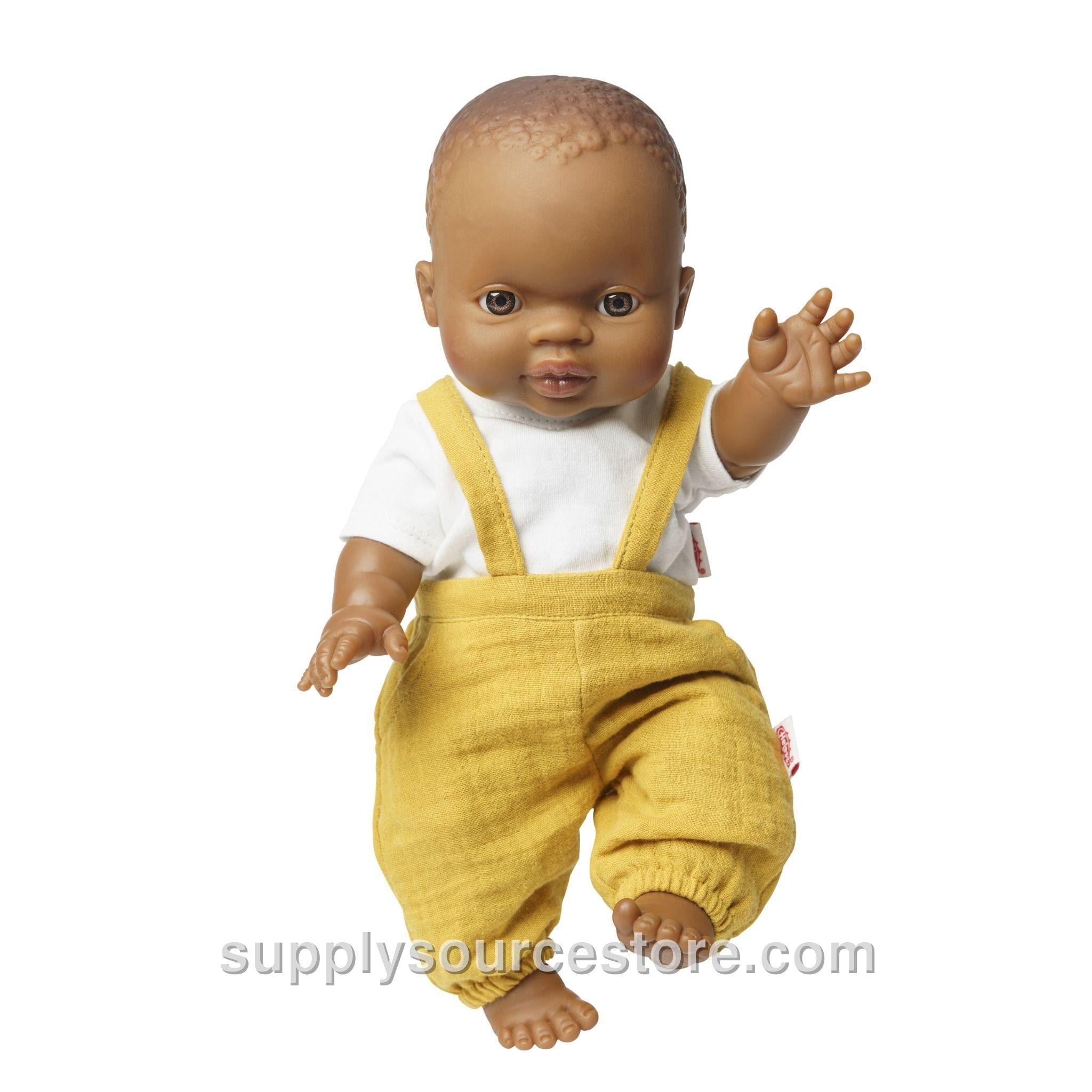 Paola Reina Boy Doll with Honey Yellow Dungarees - 34cm (13.4 in)