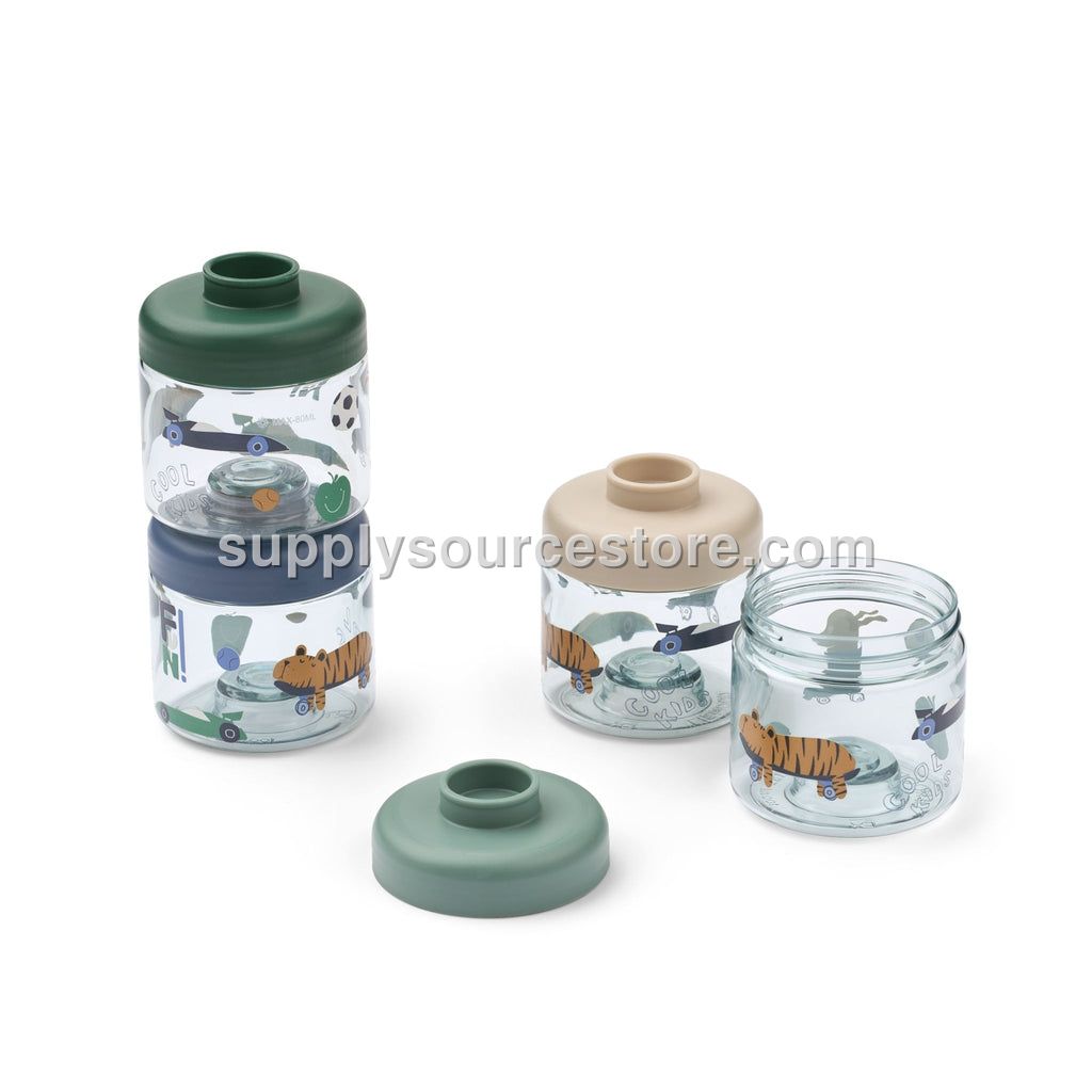 Liewood Dominique Baby Food Tritan Pots 4 Pack - Fun / Beach Blue