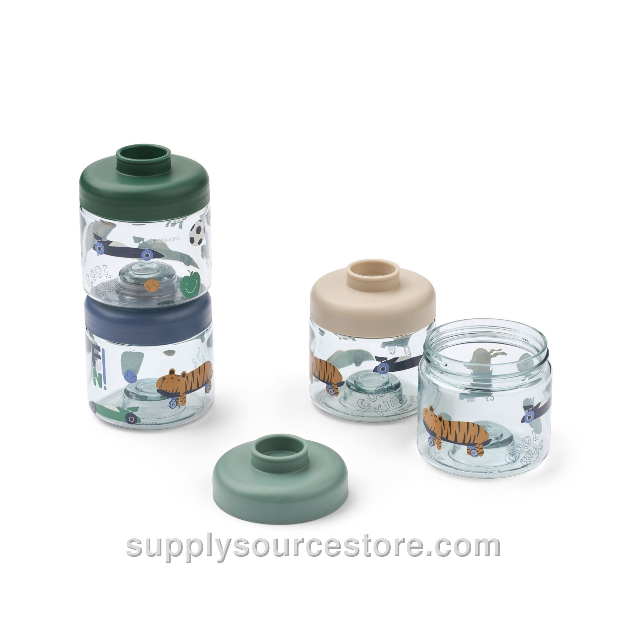 Dominique Baby Food Tritan Pots 4 Pack - Fun / Beach Blue