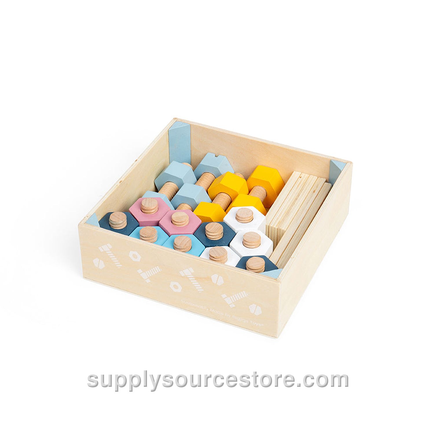 Crate Of Wooden Nuts & Bolts