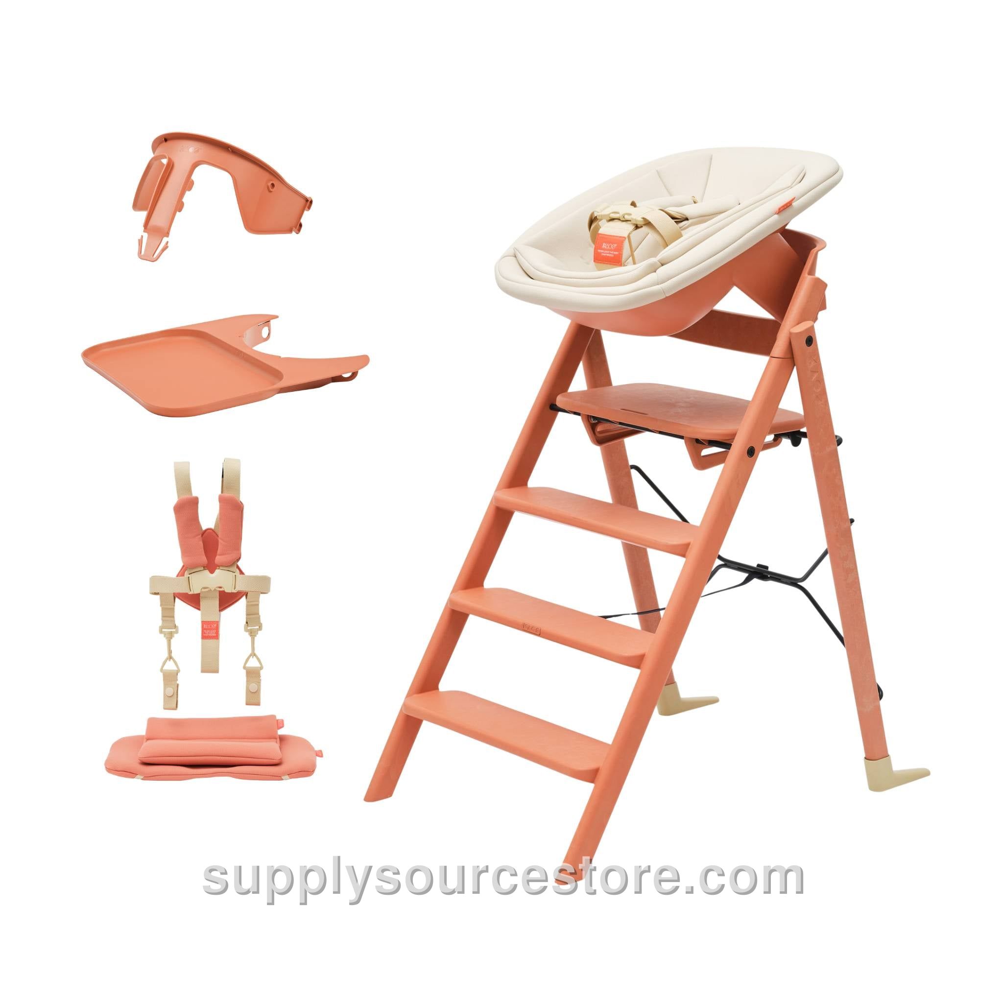 Klapp Recycled High Chair Complete Bundle - Terracotta Pink