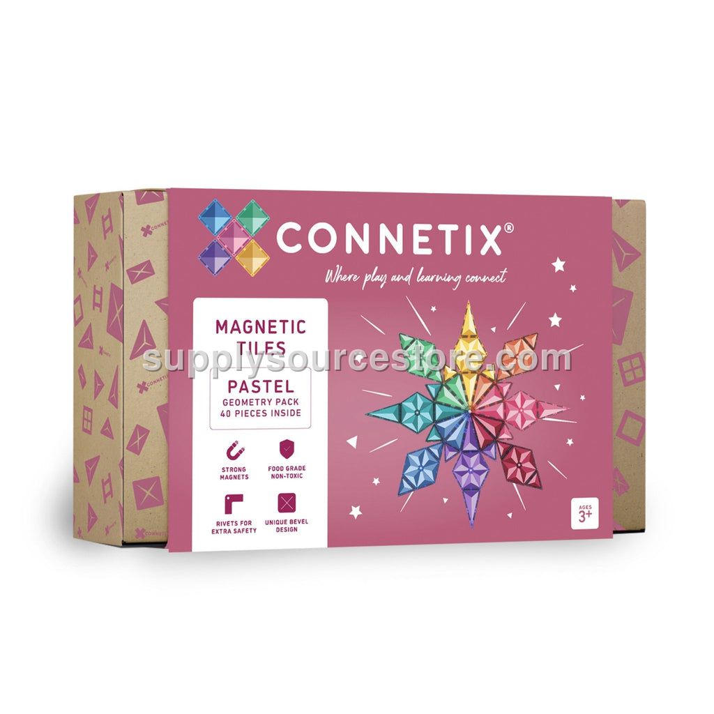 CONNETIX Magnetic Tiles 40 Piece Pastel Geometry Pack