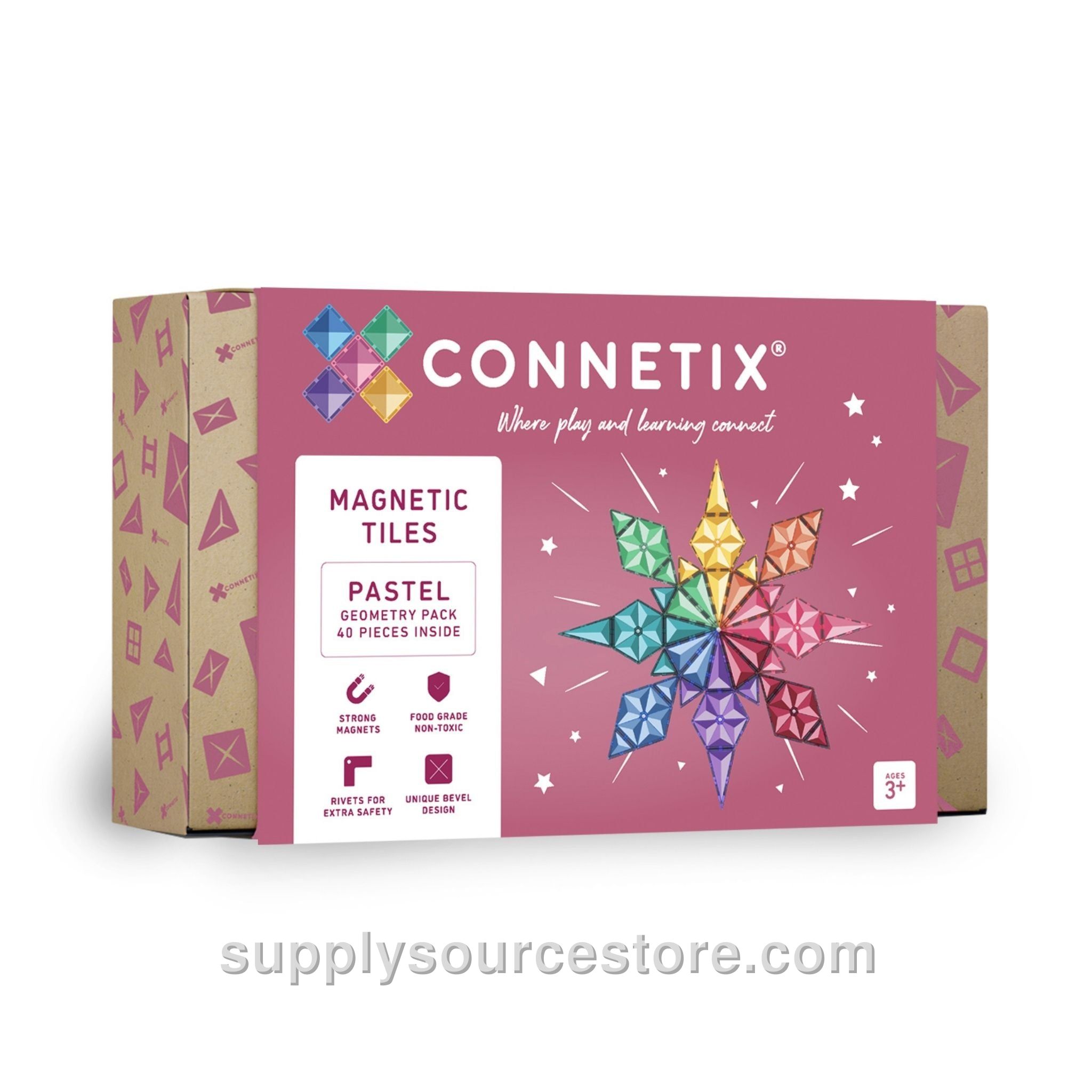 Magnetic Tiles 40 Piece Pastel Geometry Pack