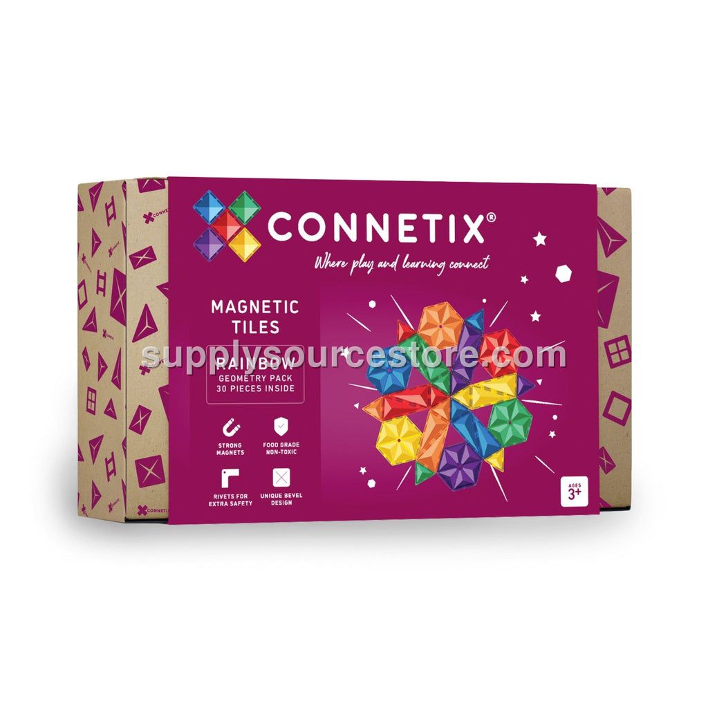 CONNETIX Magnetic Tiles 30 Piece Rainbow Geometry Pack