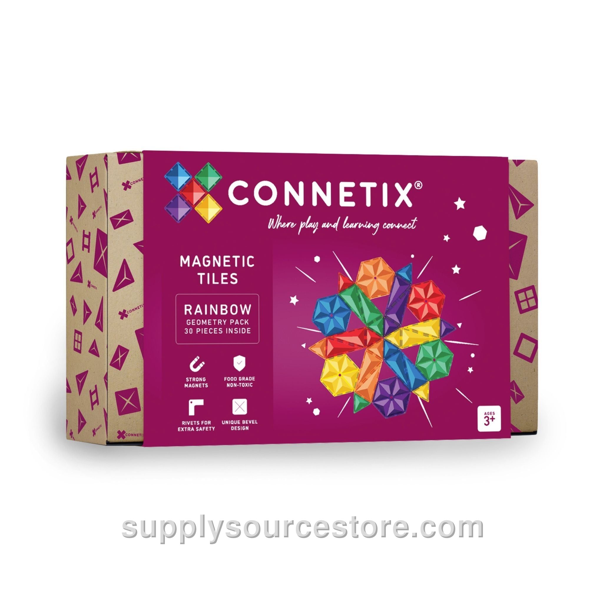Magnetic Tiles 30 Piece Rainbow Geometry Pack