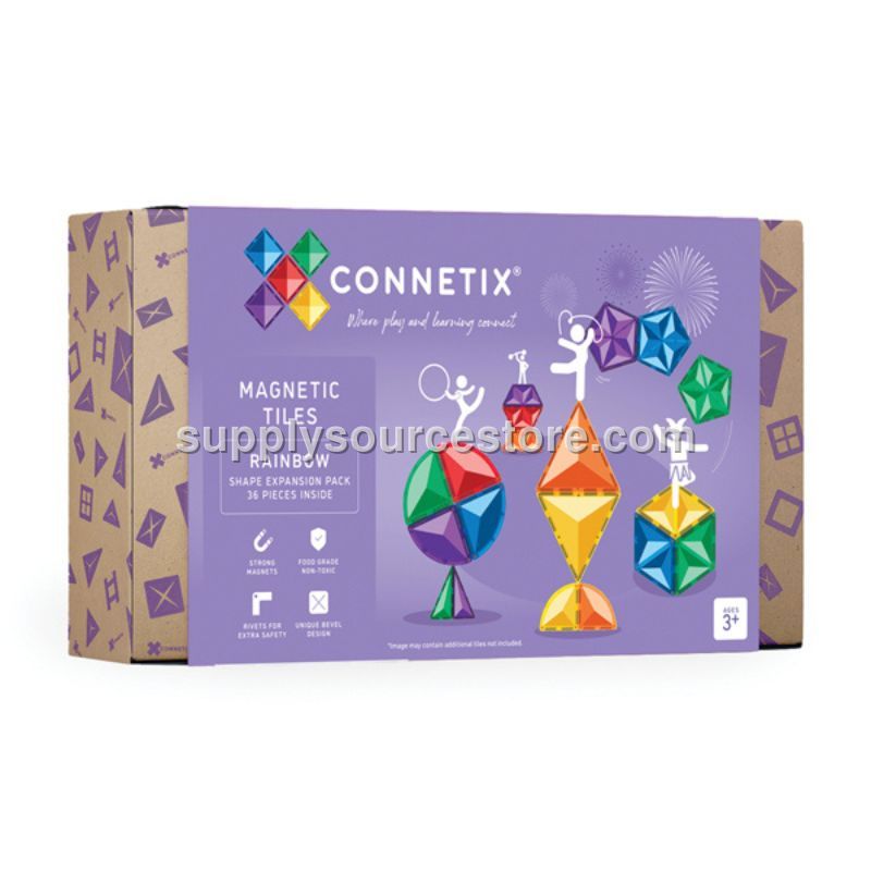 CONNETIX Magnetic Tiles 36 Piece Rainbow Shape Expansion Pack