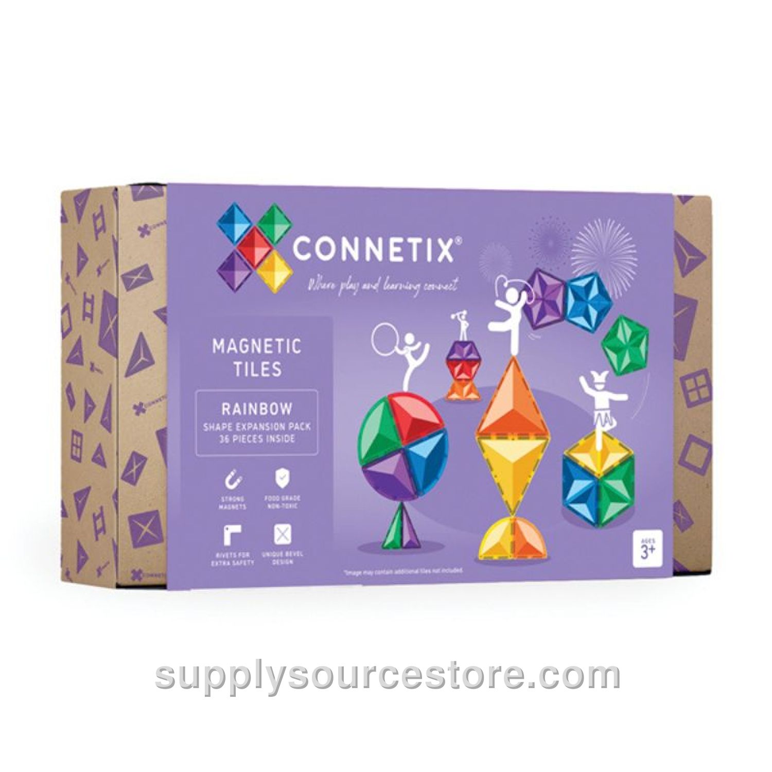 Magnetic Tiles 36 Piece Rainbow Shape Expansion Pack