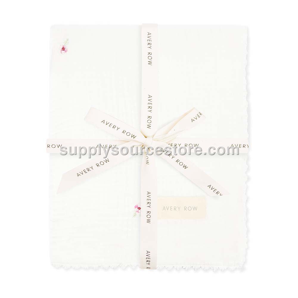 Avery Row Embroidered Muslin Blanket - Anemone