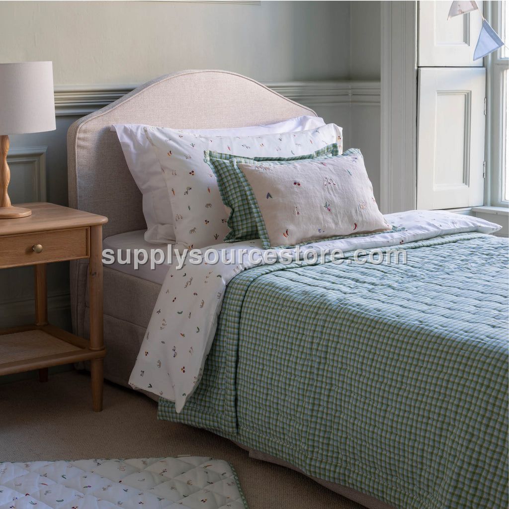 Avery Row Quilted Single Bedspread - Greenhouse Gingham