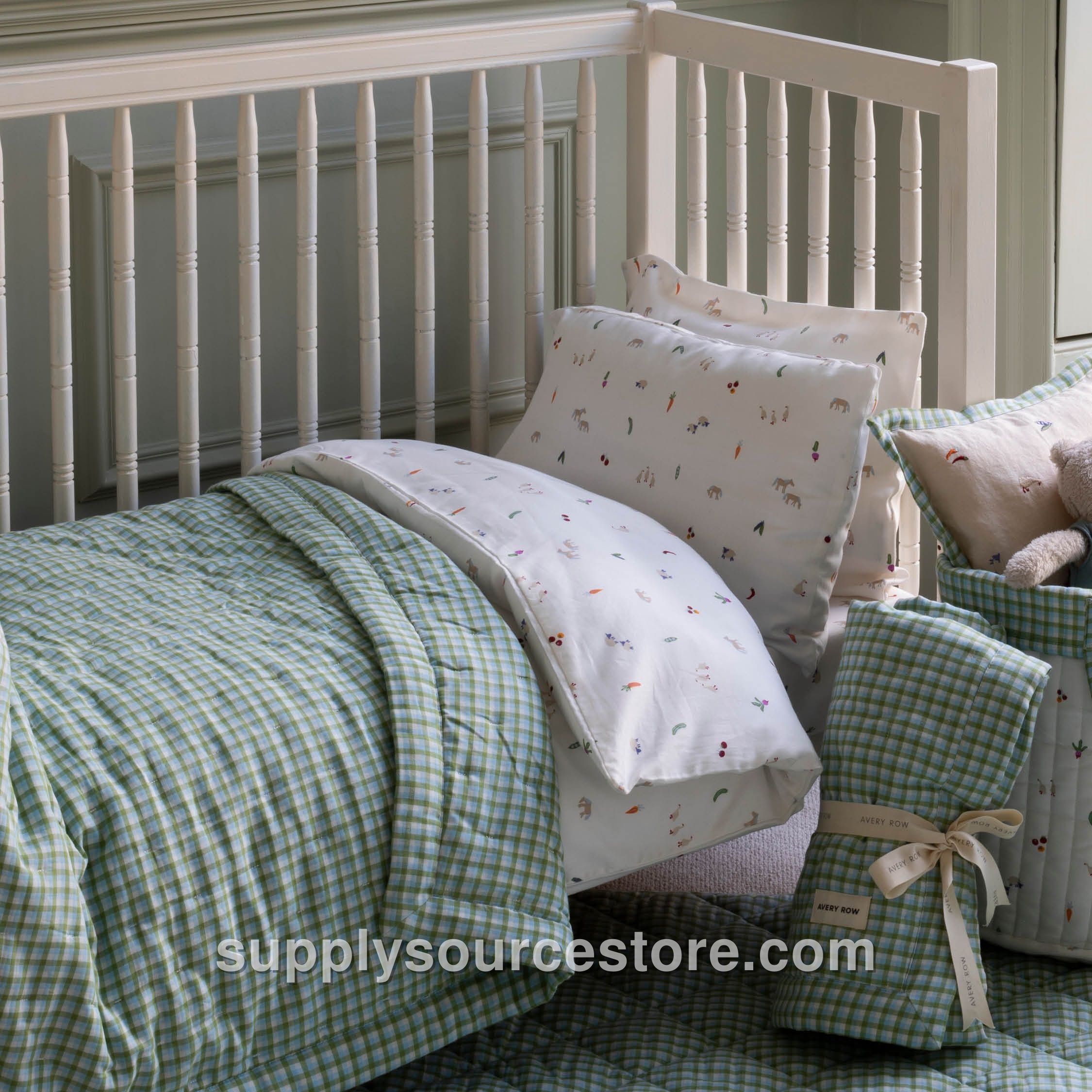 Quilted Cotbed Bedspread - Greenhouse Gingham