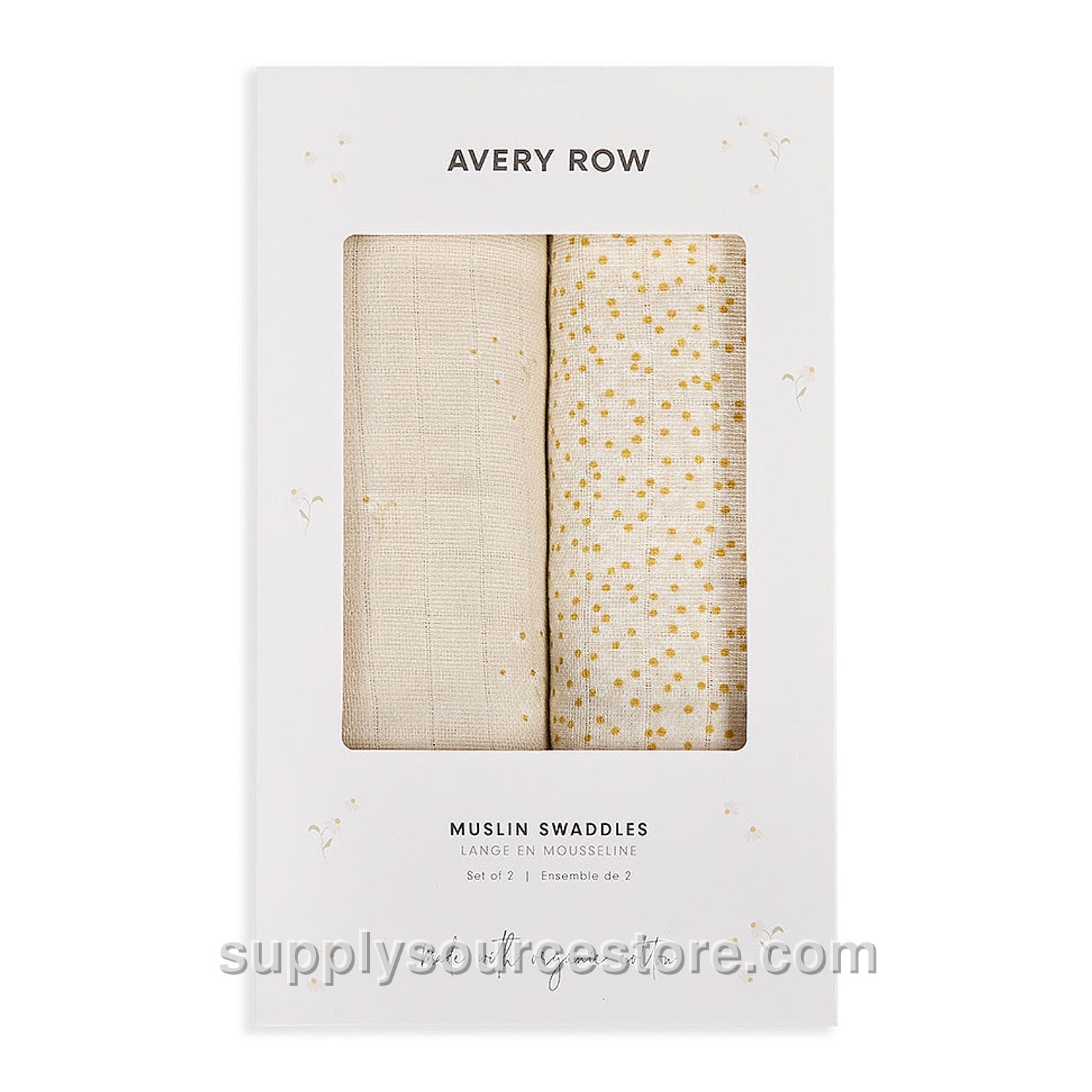 Organic Cotton Baby Muslin Swaddles Set Of 2 - Wild Chamomile / Daisy Meadow