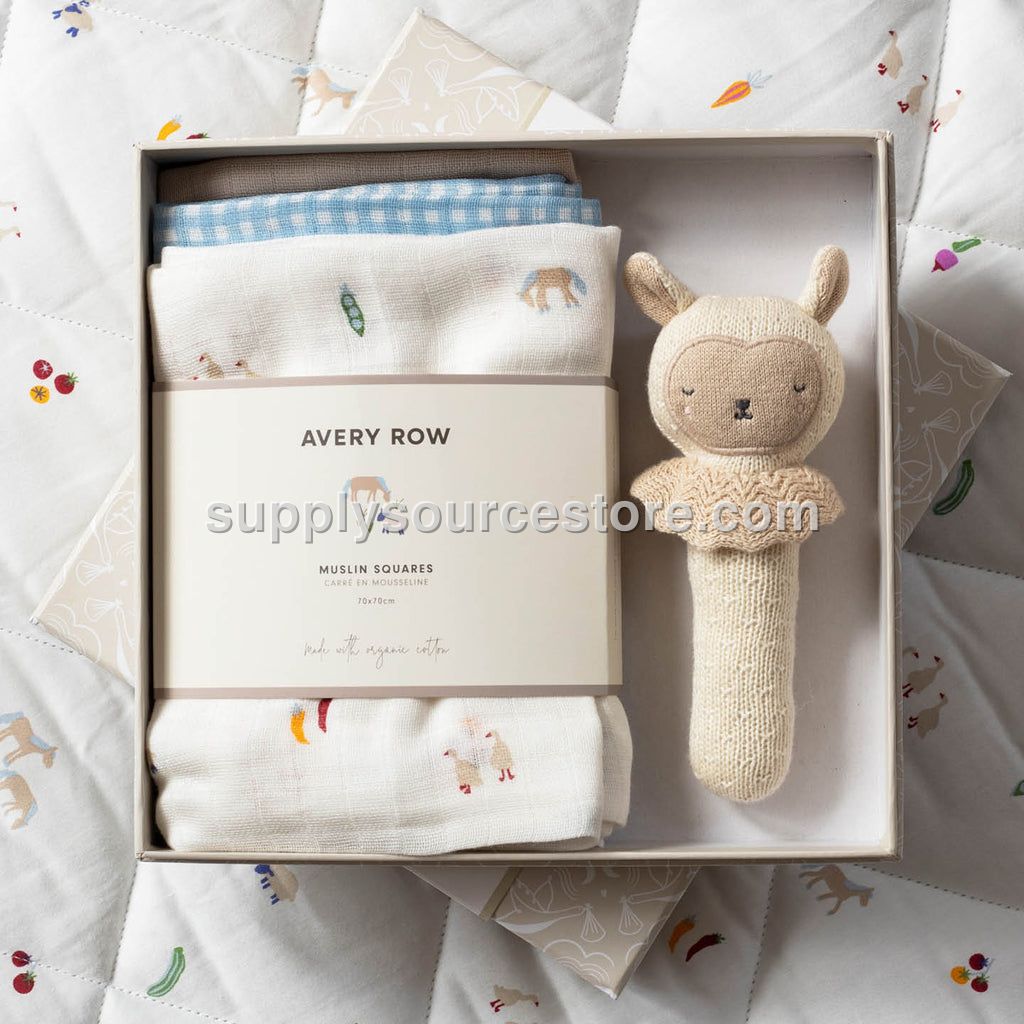 Avery Row Rattle & Care New Baby Gift Set - Little Farm