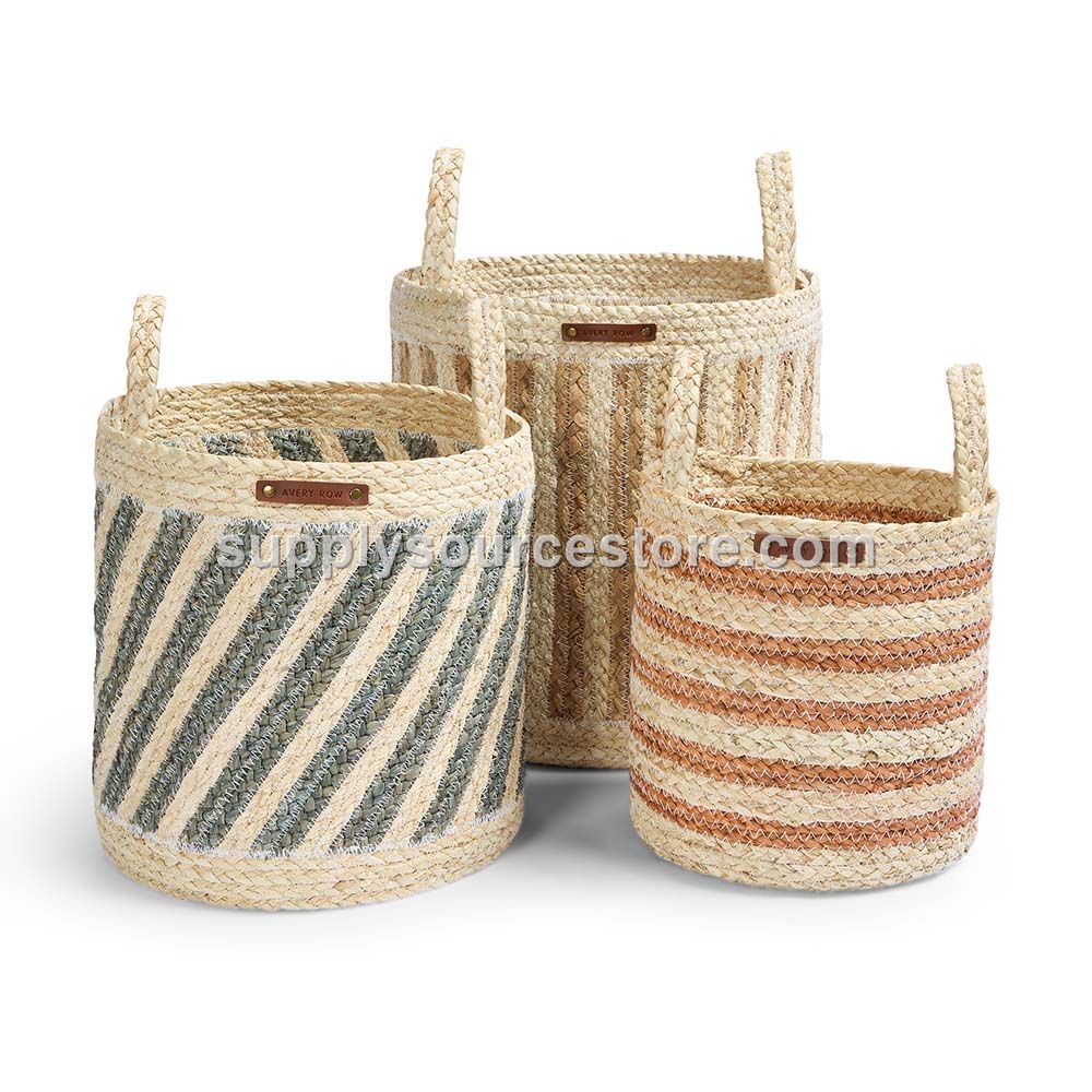 Maize Stripe Storage Basket Set Of 3 - Natural