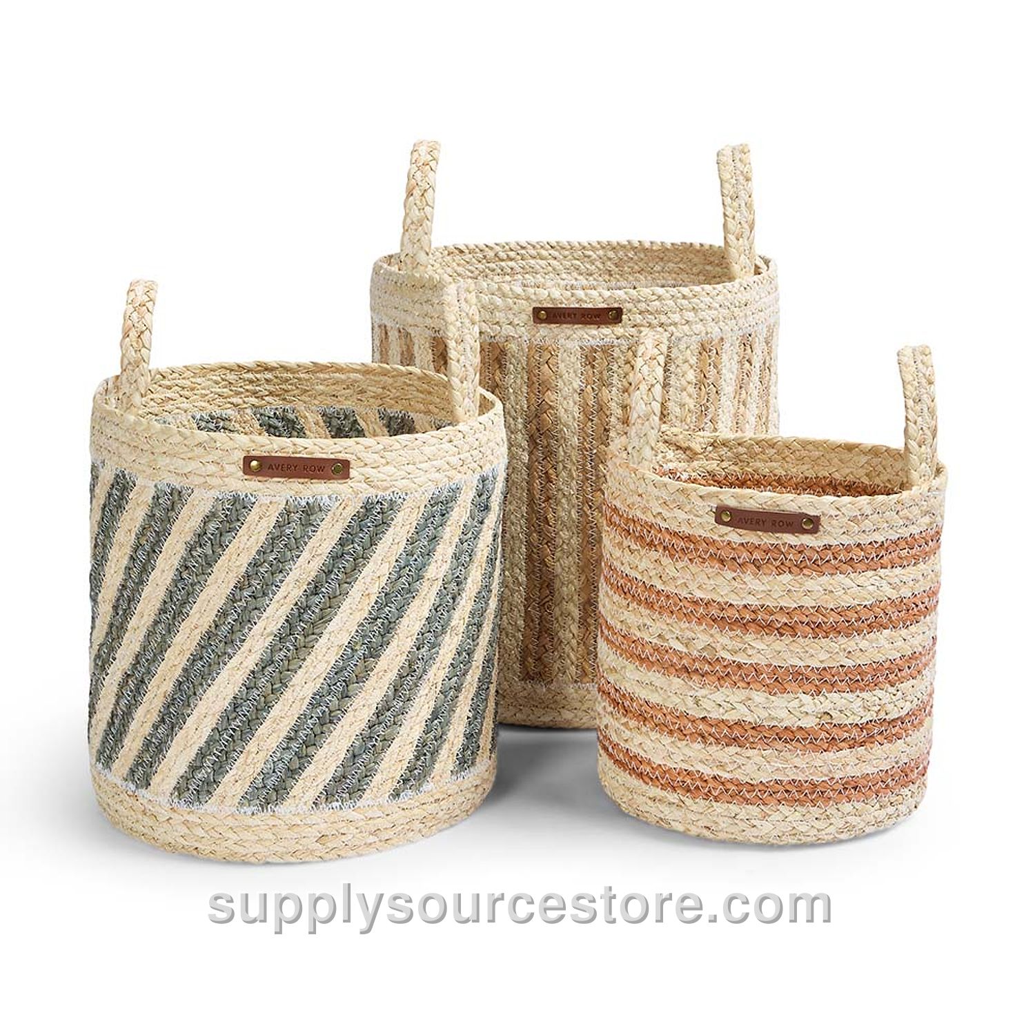 Maize Stripe Storage Basket Set Of 3 - Natural