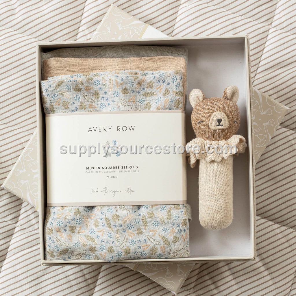 Avery Row Rattle & Care New Baby Gift Set - Nature Trail