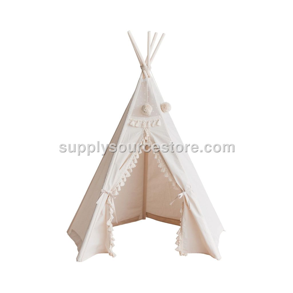 MiniCamp Boho Kids Teepee with Tassels - Ecru