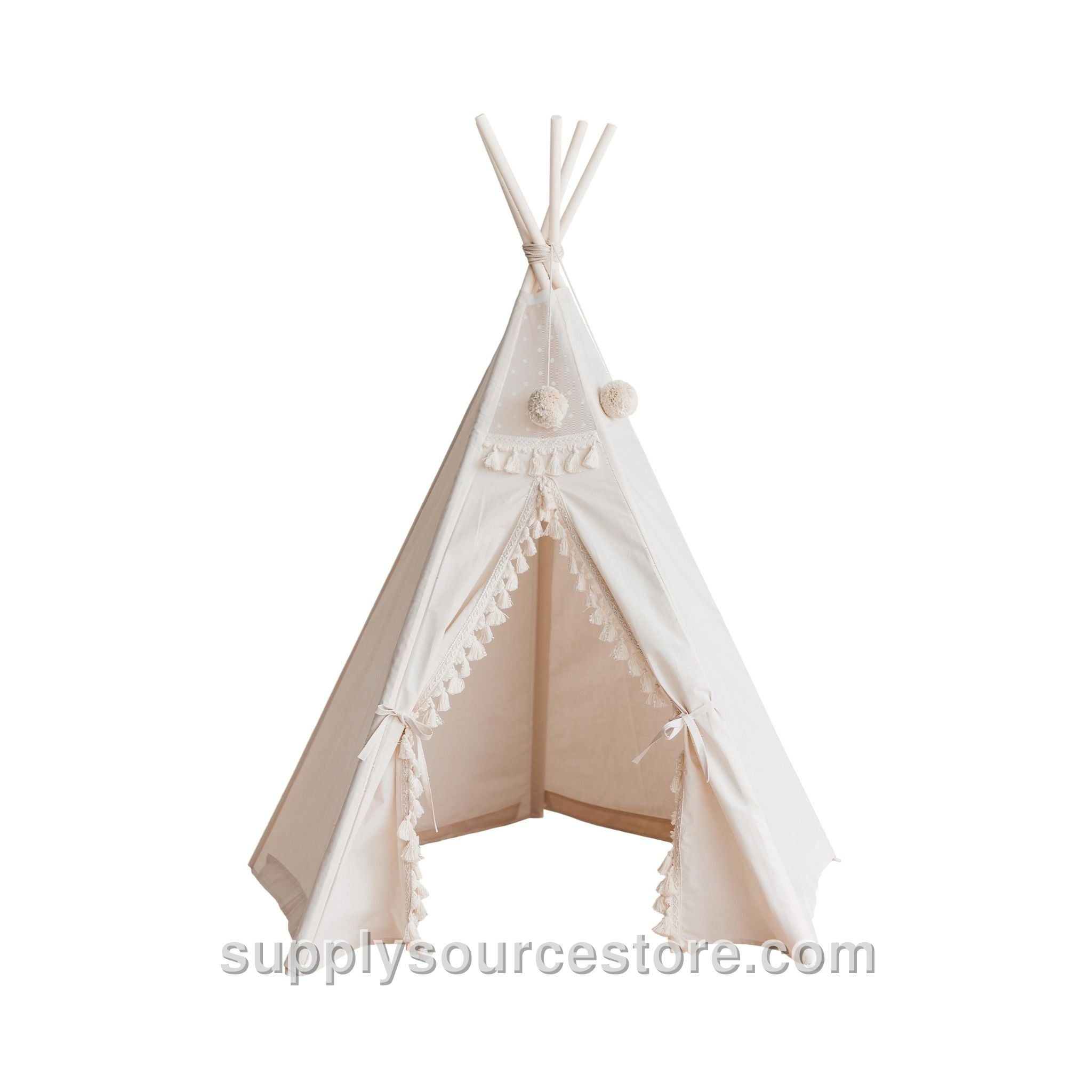 Boho Kids Teepee with Tassels - Ecru