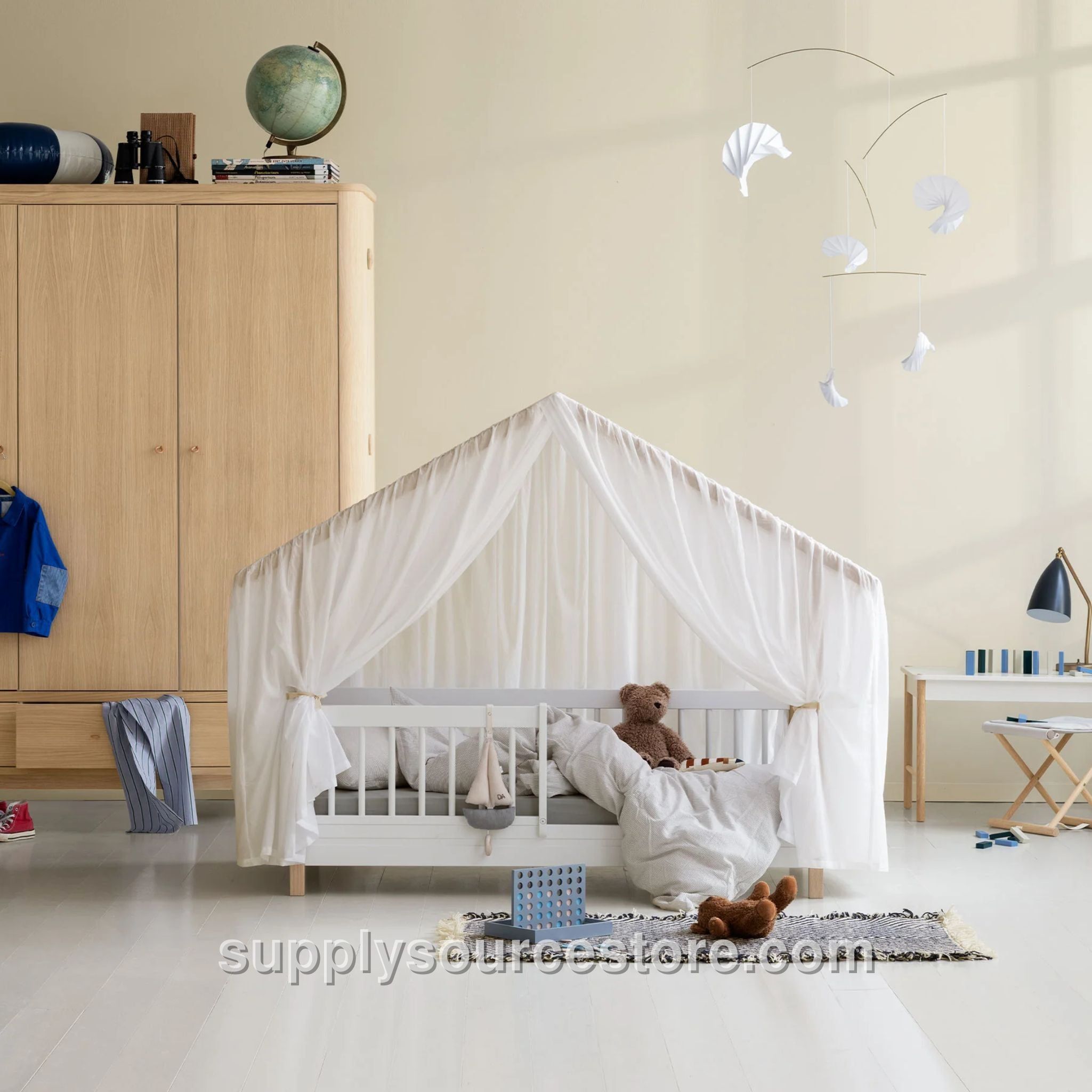 Wood Mini + House Bed - White/Oak