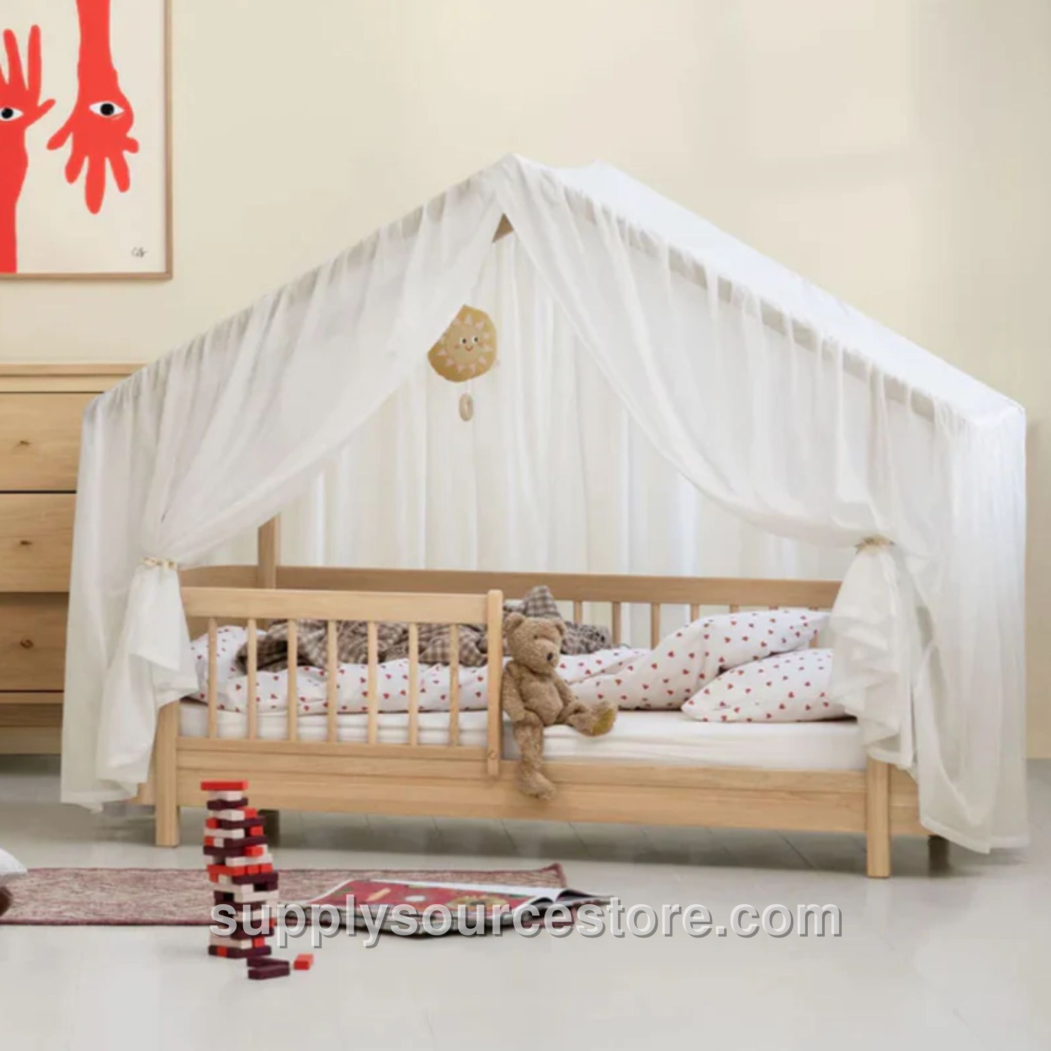 Wood Mini + House Bed Tent - Transparent White