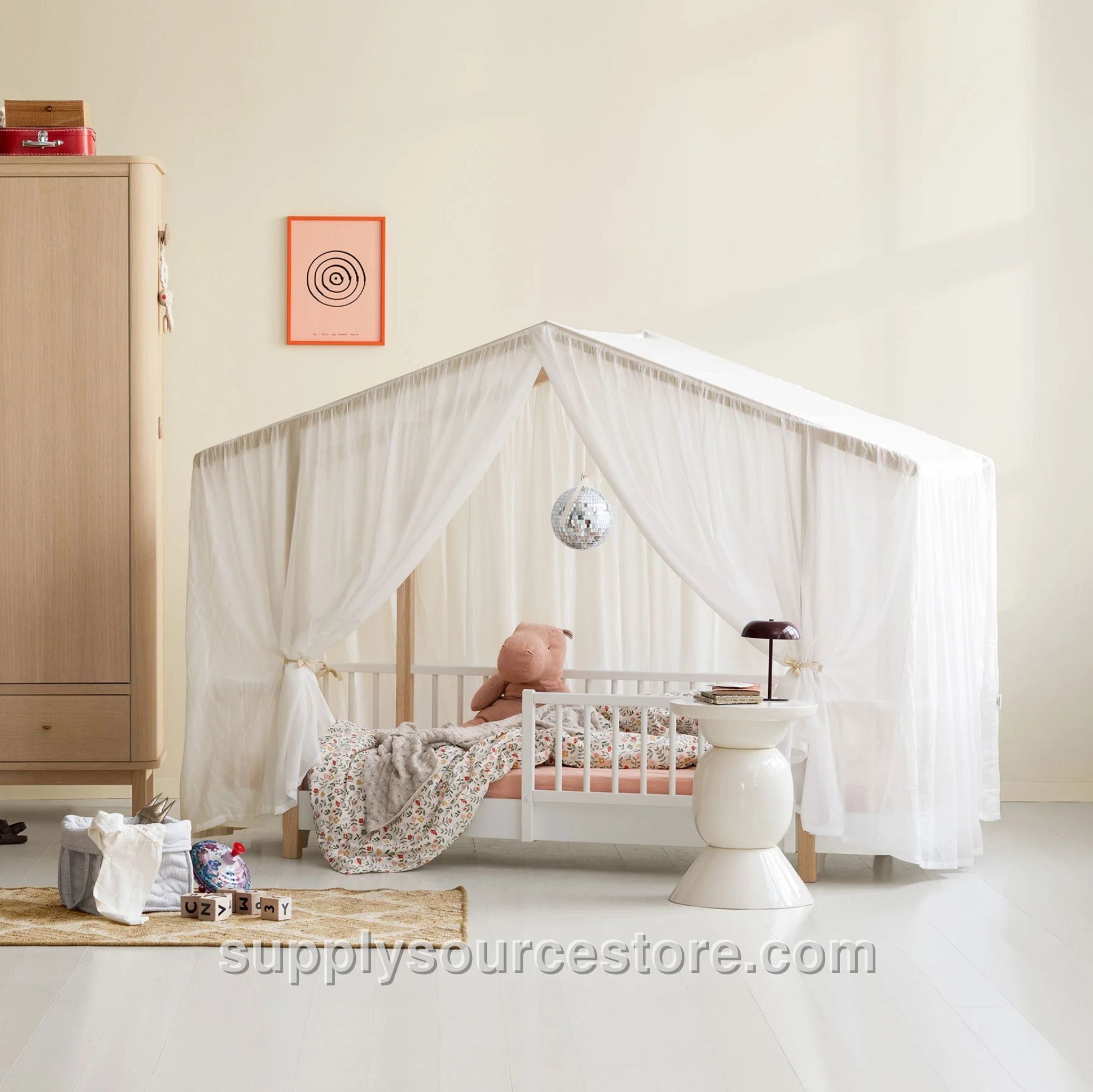 Wood Original House Bed Tent - Transparent White