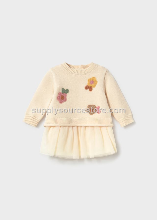 MAYORAL 2820 CREAM TRİKO ÜSTLÜ ELBİSE
