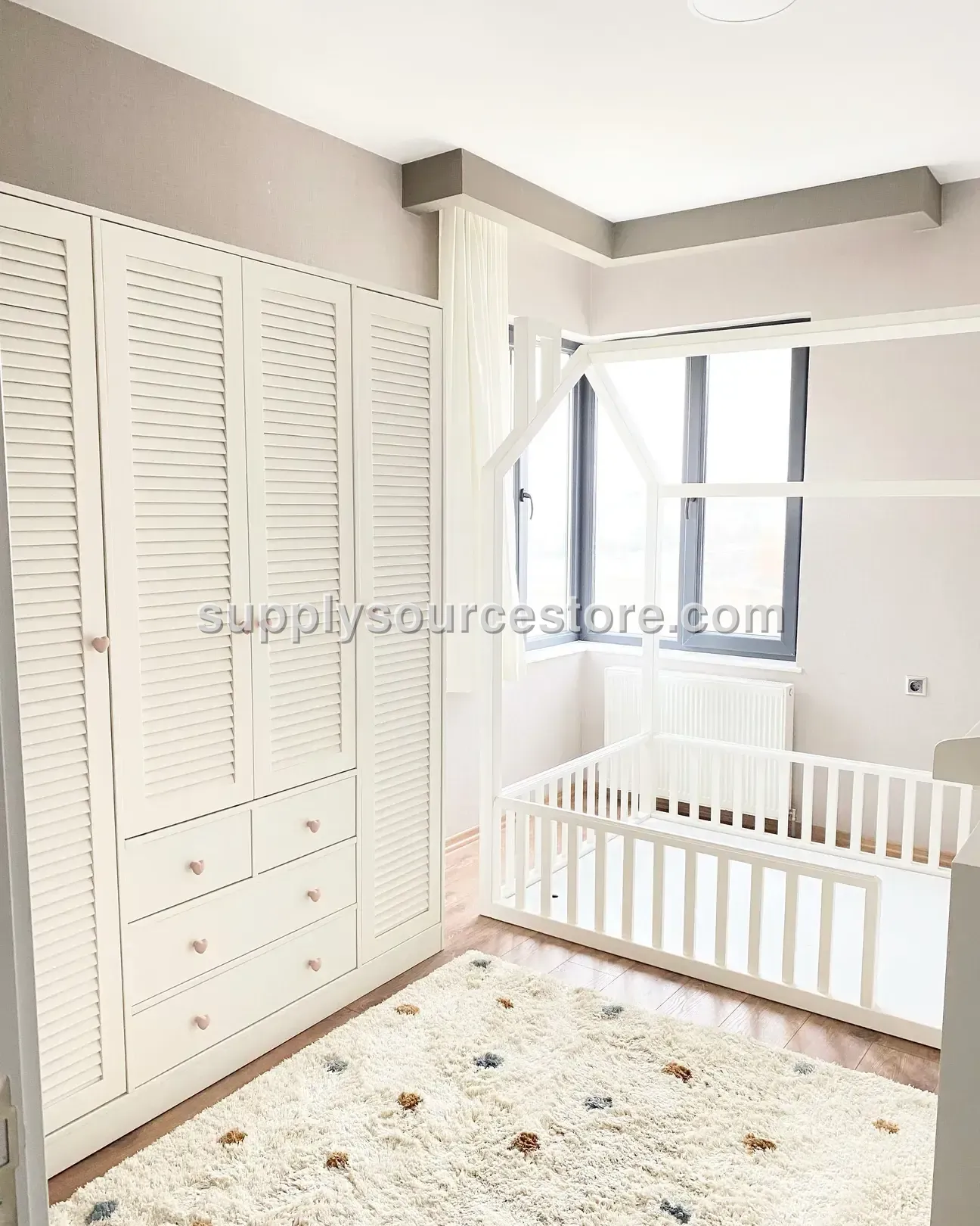 Ada Series 4 With Doors Louvered Wardrobe | Children's and Baby Room Cabinet