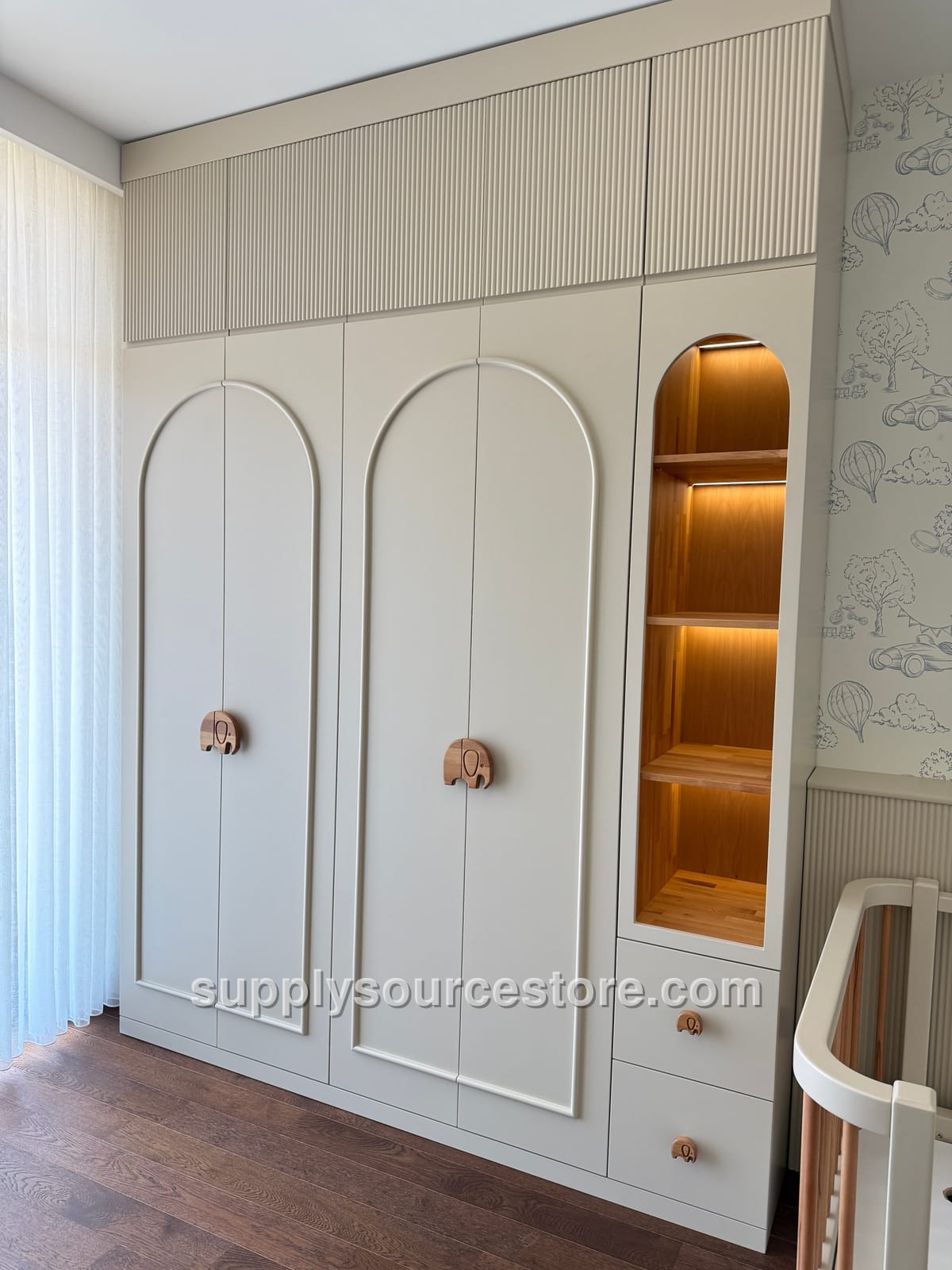Fairy Tale Series 4-Door LED Lighted Mirrored Wardrobe