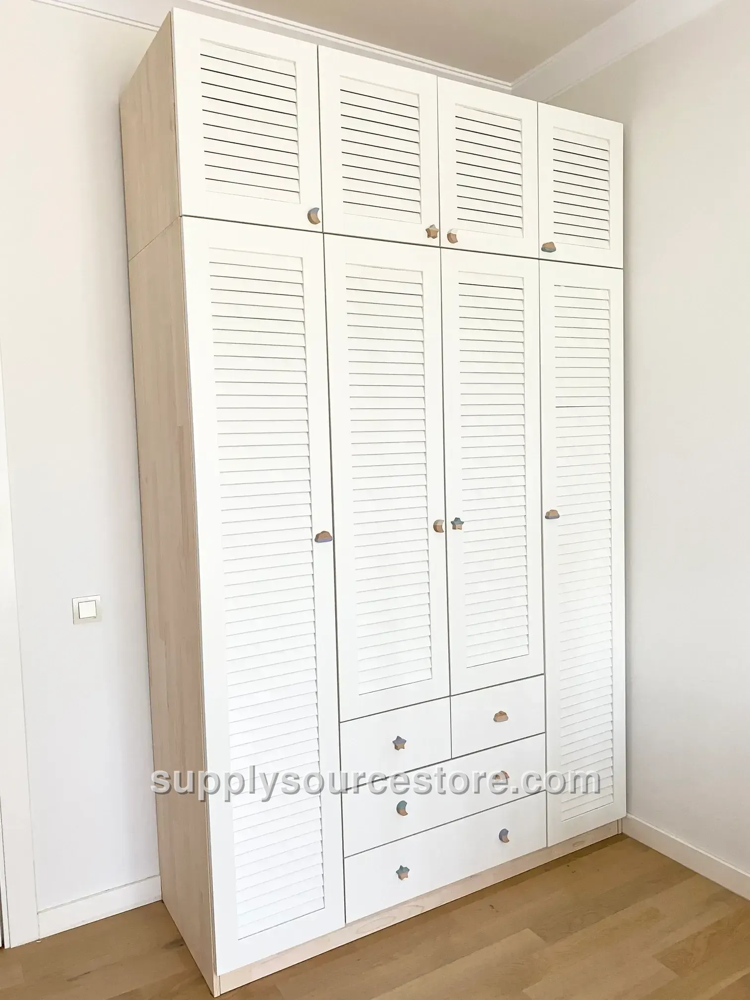 Ada Series Top-Accessory Wardrobe with Shutter Door