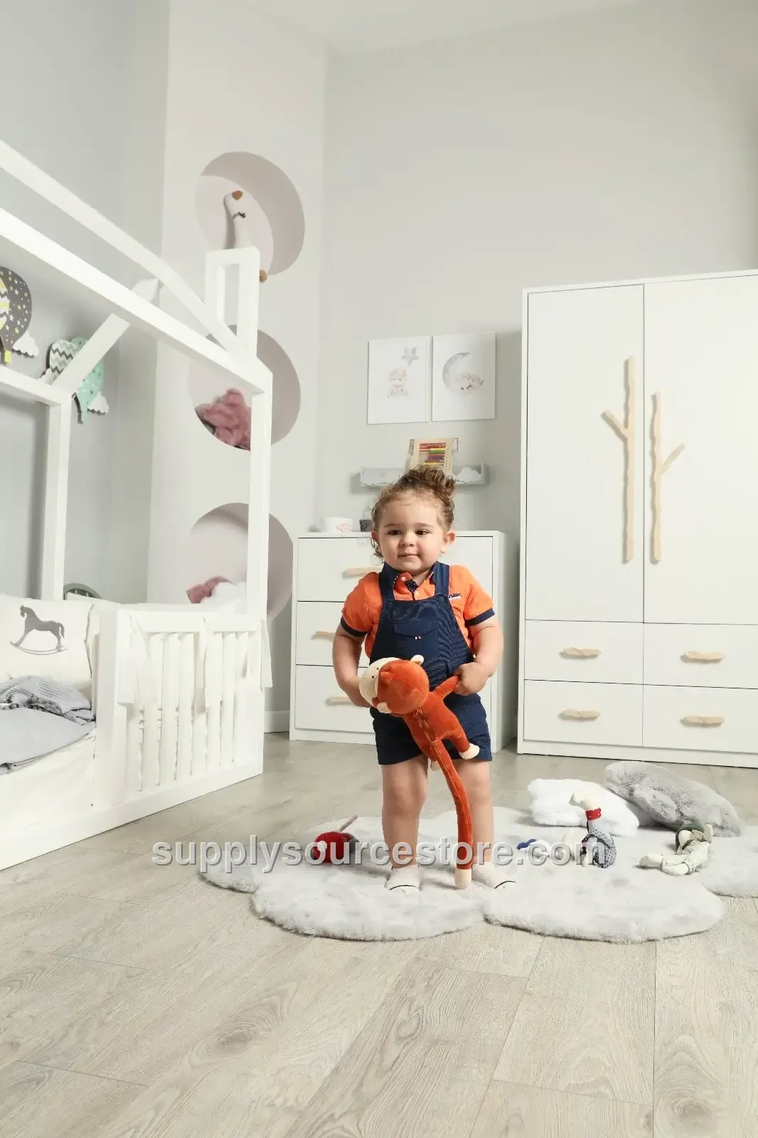 Tree Branch Handle Children’s Wardrobe | Natural Themed 2‑Door Closet