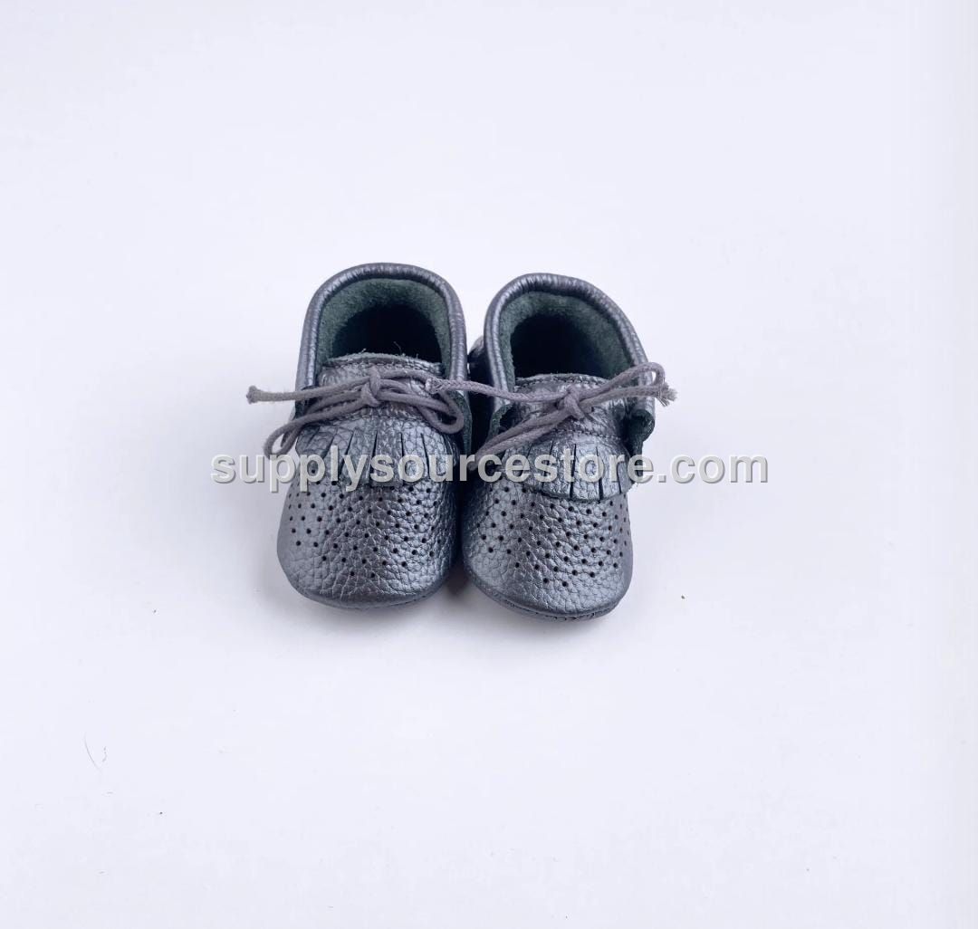 Metallic Black Leather Machosen Shoe