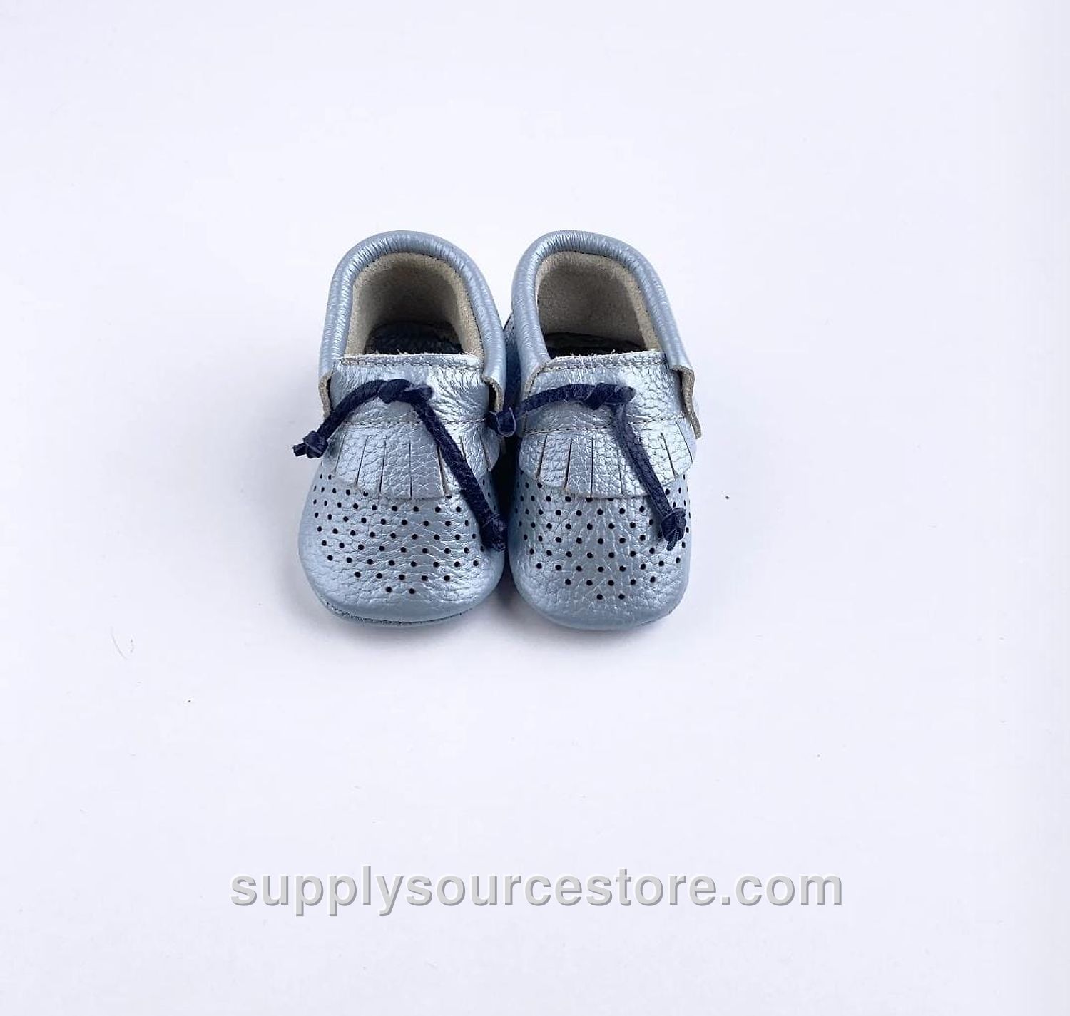 Blue Leather Moccasin Shoe