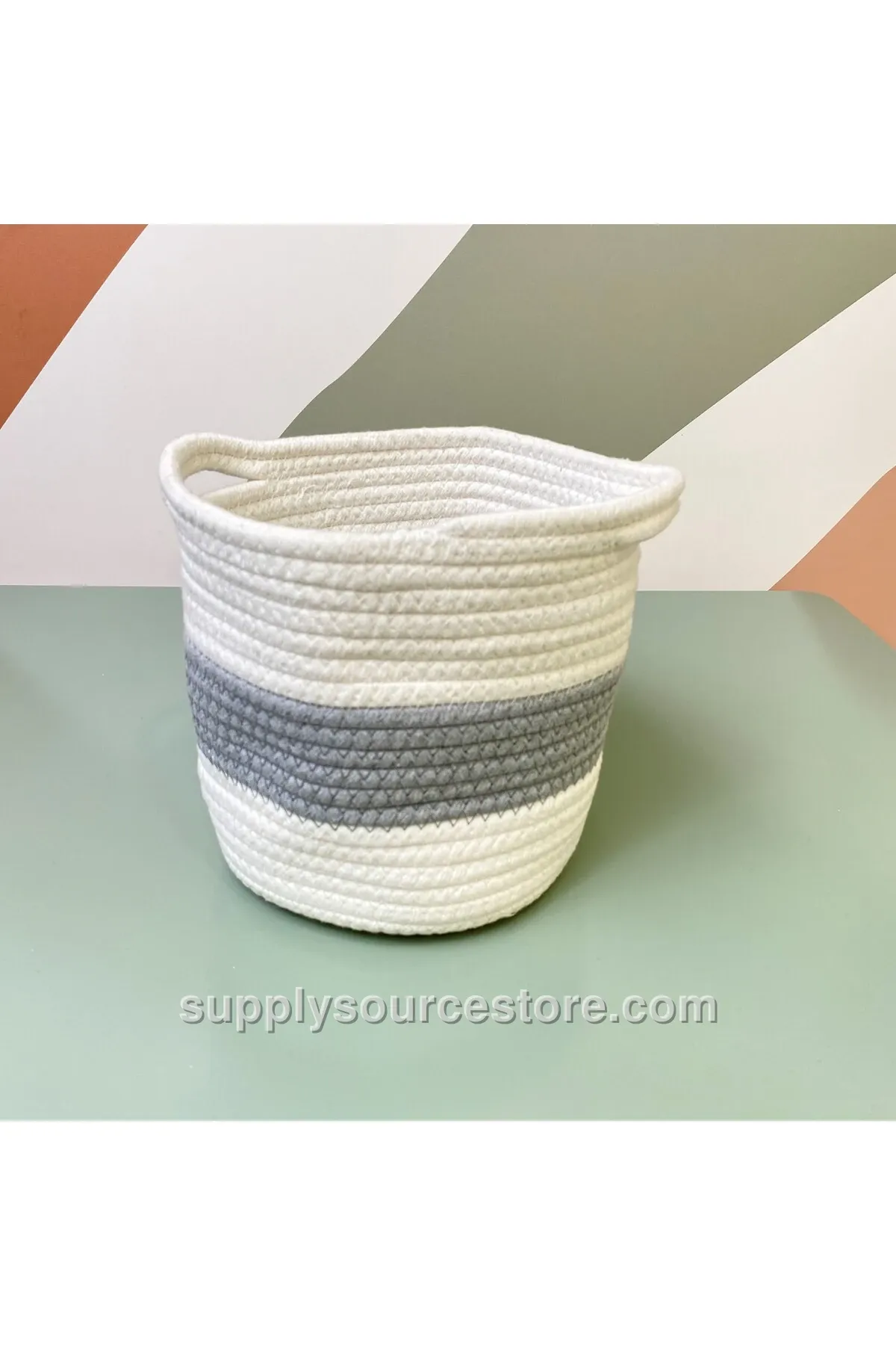 Gray Striped Basket