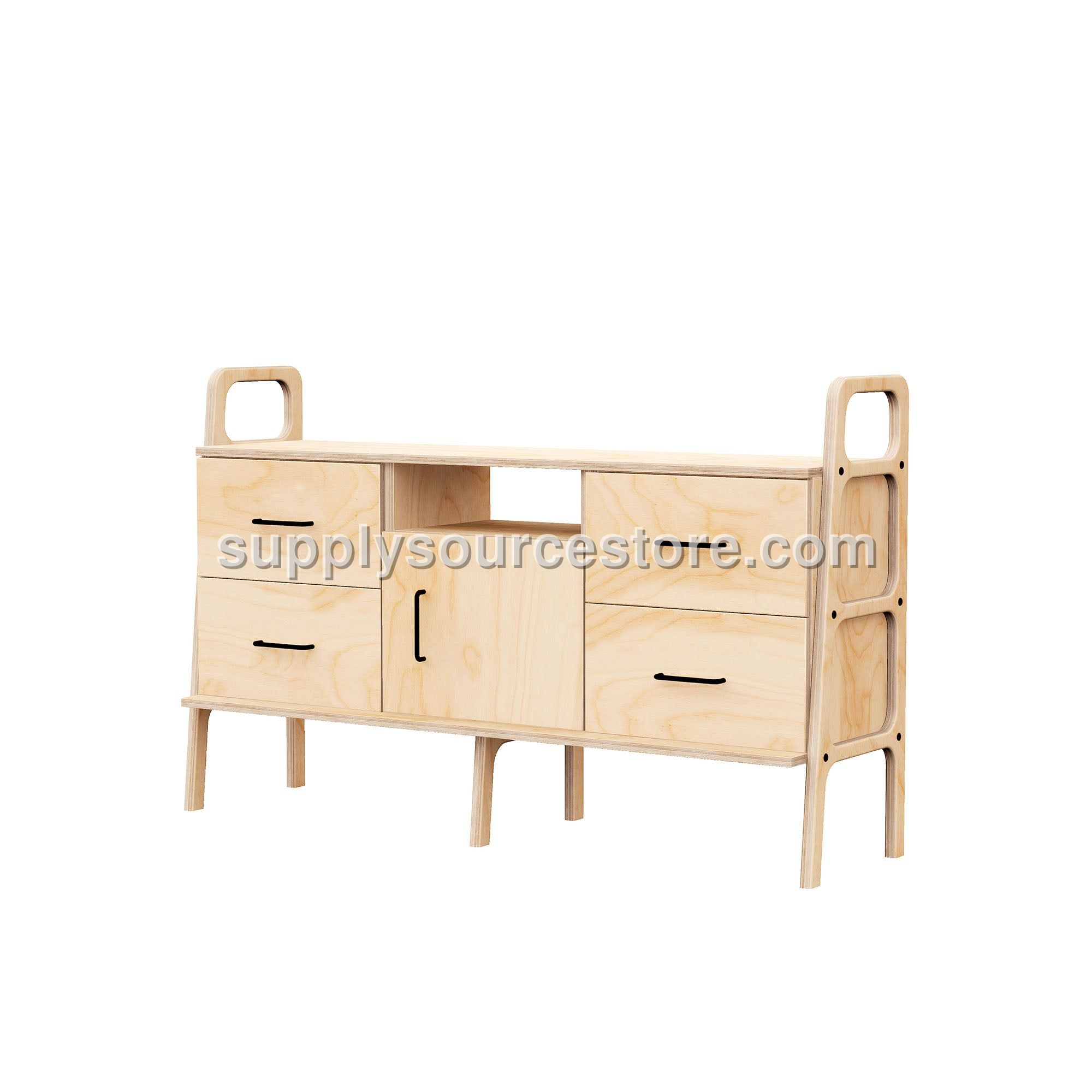 Mid-Century Credenza · Two Drawers & Open · 143 cm (56.3 in)