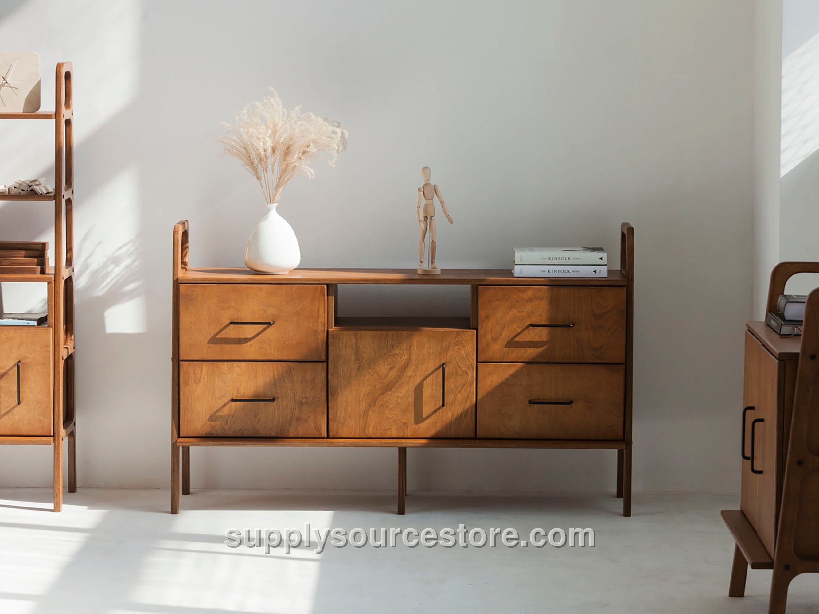 Mid-Century Credenza · Two Drawers & Open · 143 cm (56.3 in)