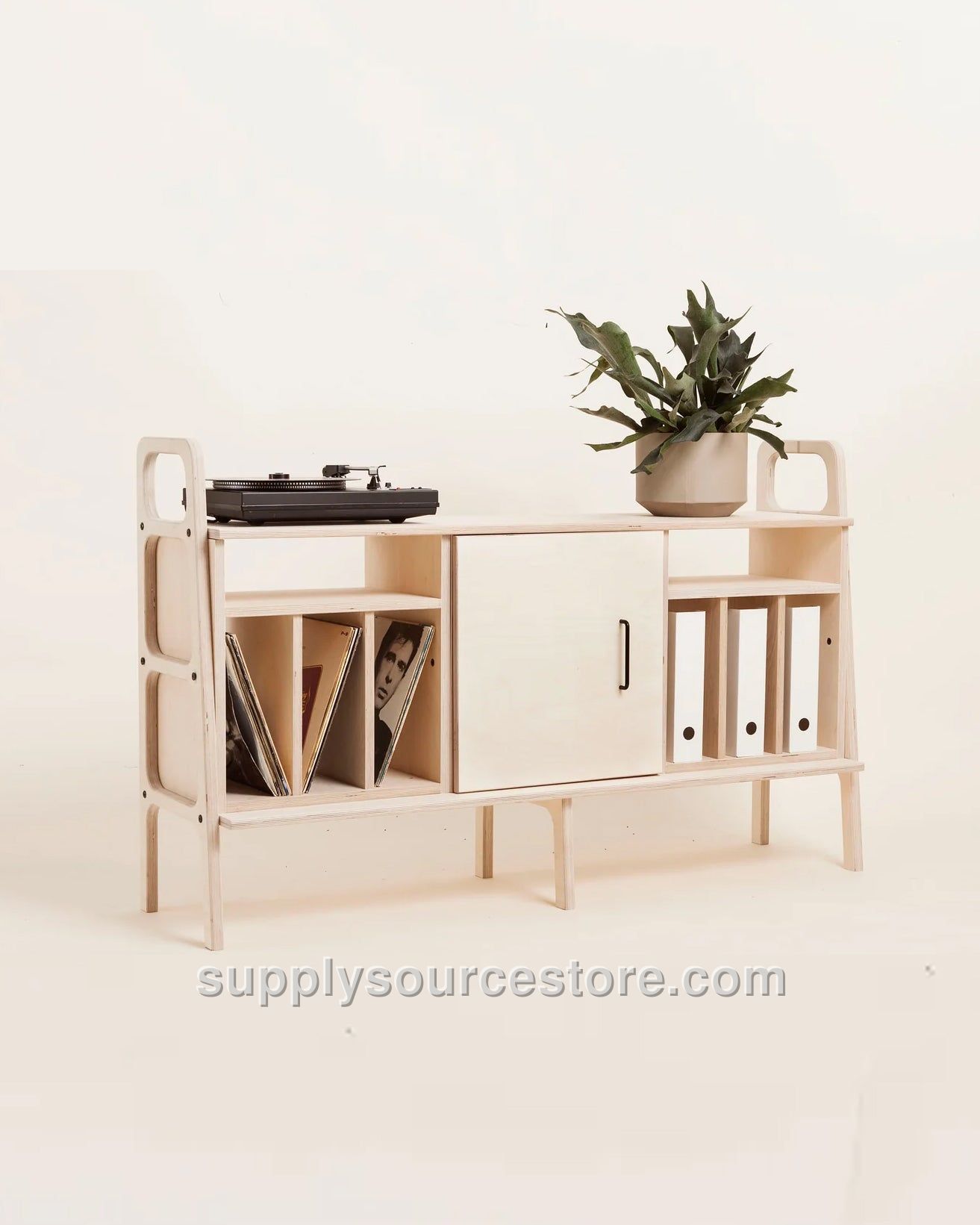 Vinyl Record Credenza · Two Vinyl Bays & Cabinet · 143 cm (56.3 in)