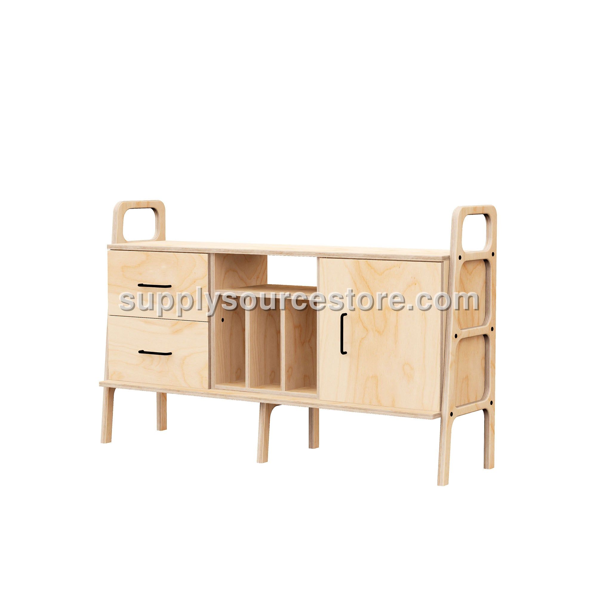 Mid-Century Credenza · Vinyl, Drawer & Cabinet · 143 cm