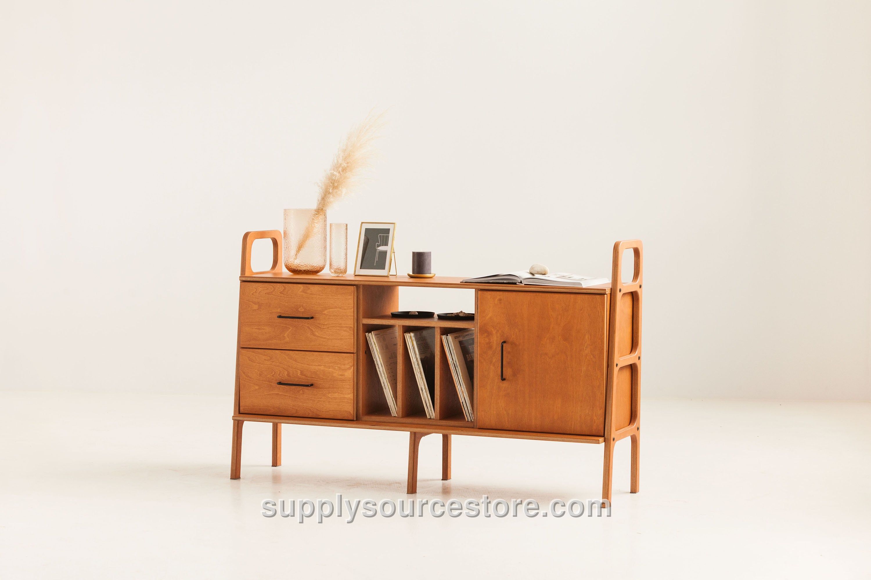 Mid-Century Credenza · Vinyl, Drawer & Cabinet · 143 cm (56.3 in)