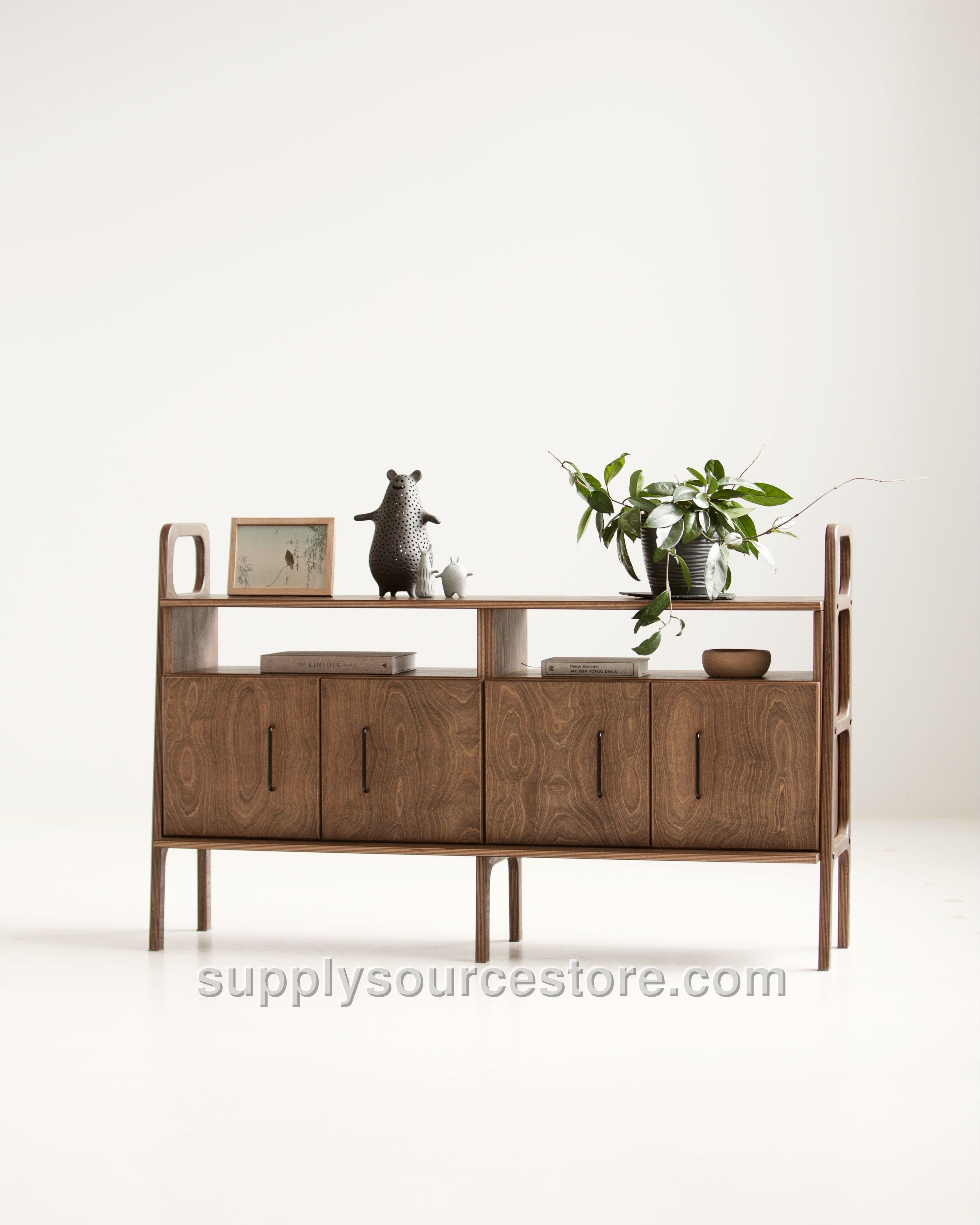 Mid-Century Credenza · Two Open Cabinets · 143 cm (56.3 in)