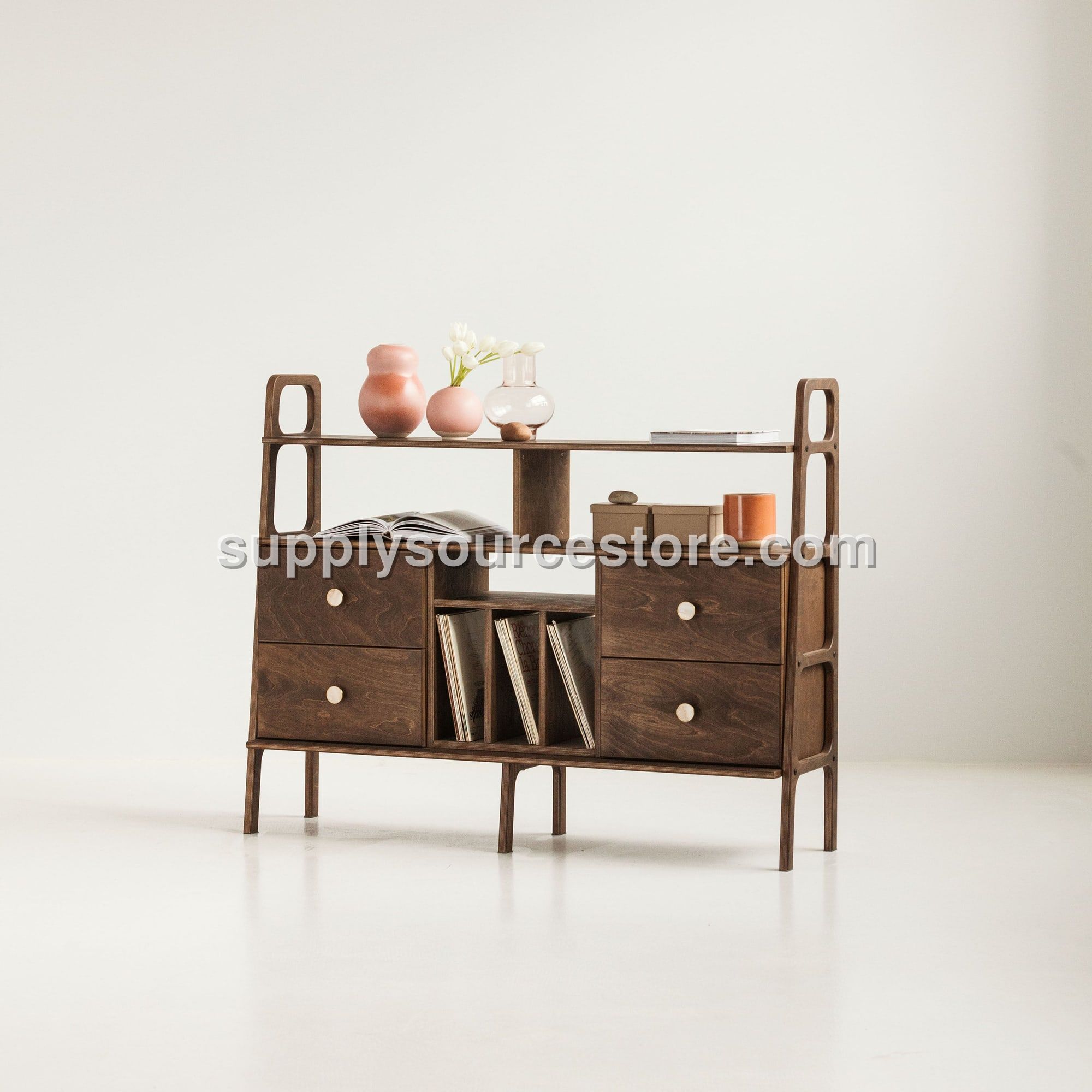 Libreria Midlite · 143 cm · cassetti + vinili