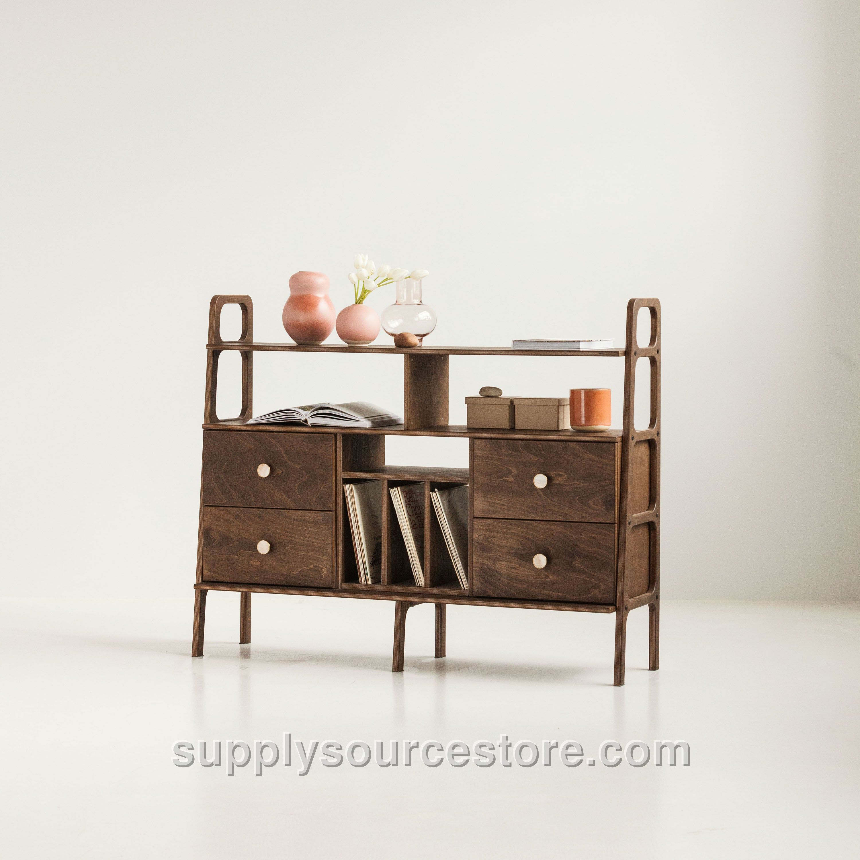Midlite Bookcase · 143 cm (56.3 in) · Drawers + Vinyl