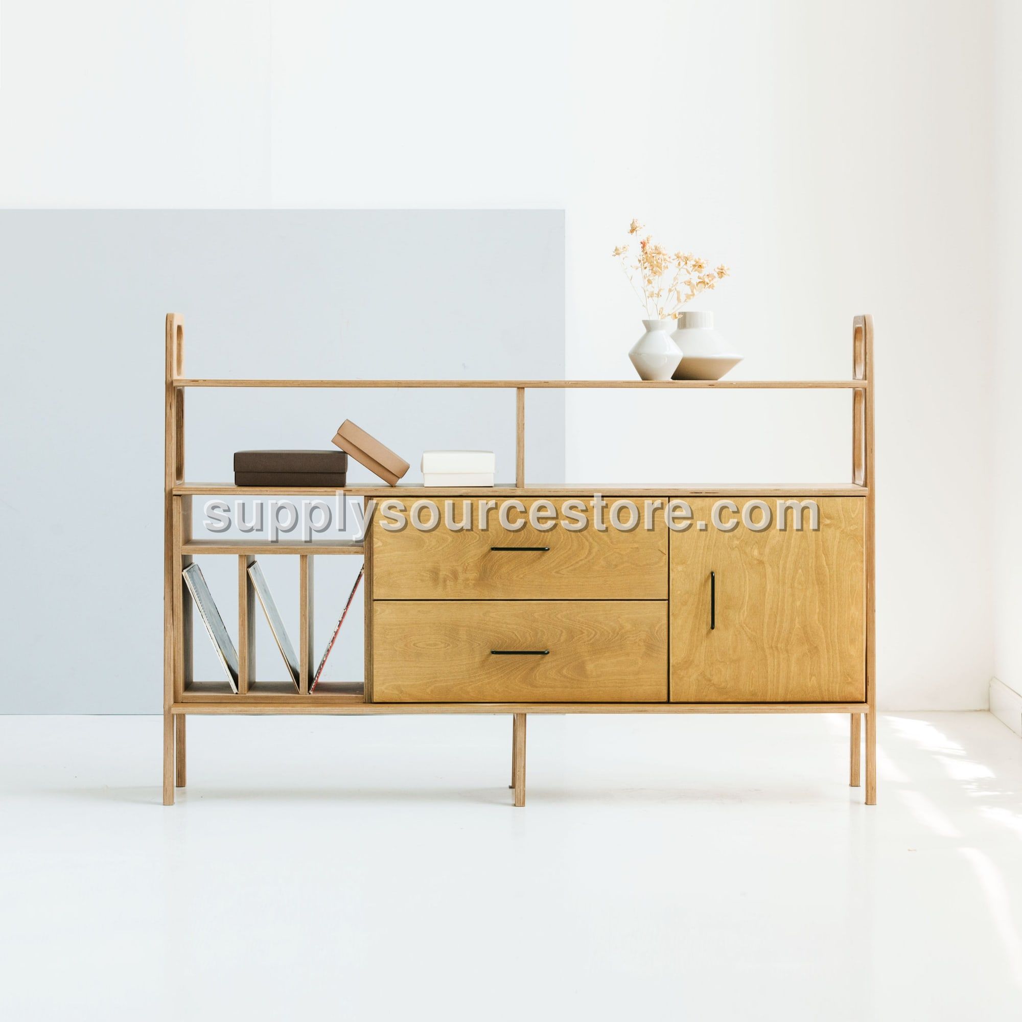 Libreria Midlite · 166 cm · vinili + cassetti + anta