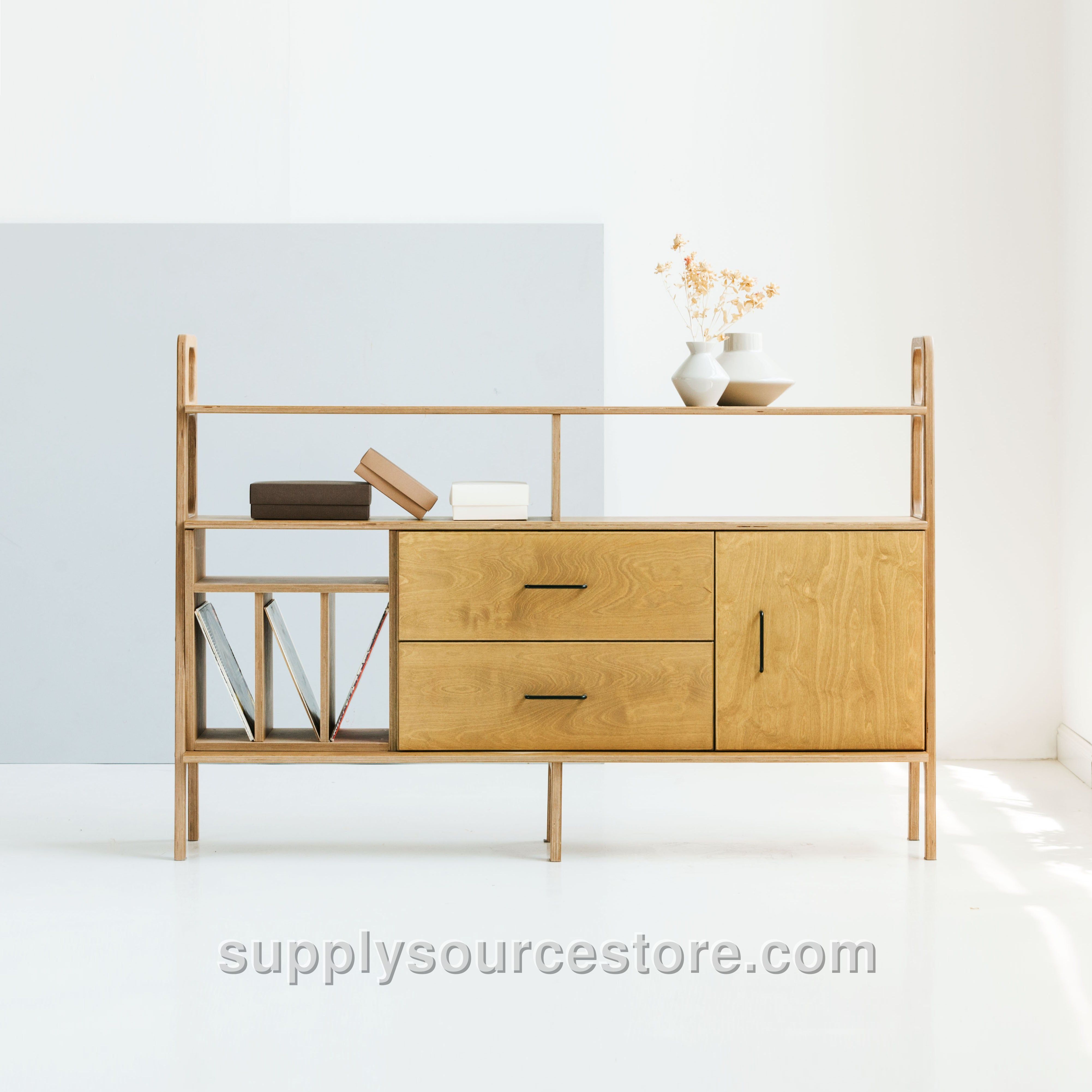 Midlite Bookcase · 166 cm (65.4 in) · Vinyl + Drawers + Cabinet