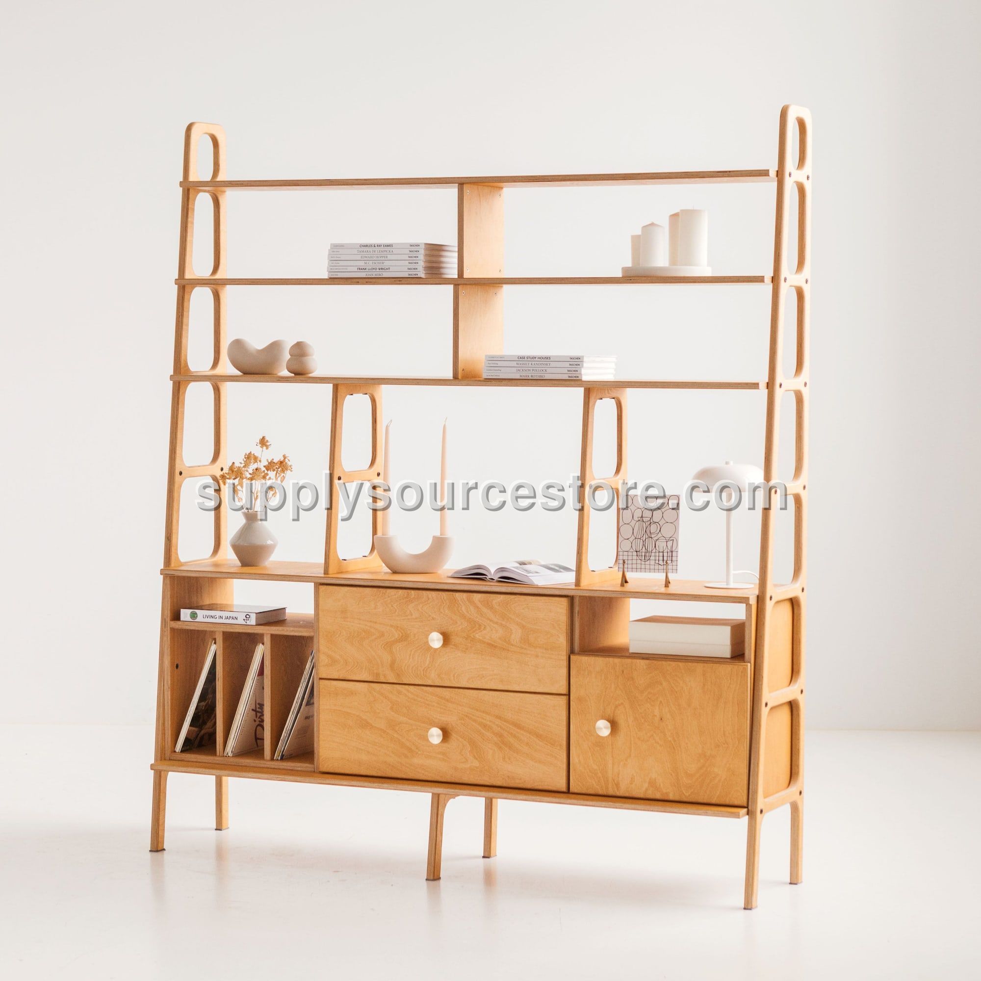 Libreria Maxi · 166 cm · vinili + cassetti + vano a giorno